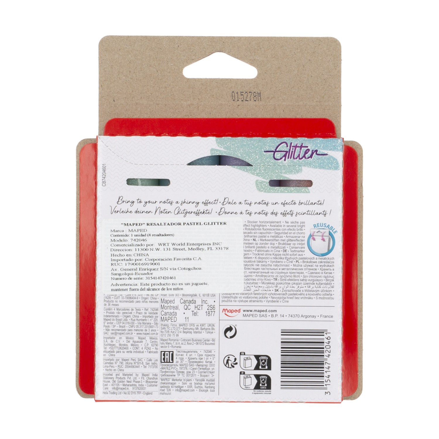 Resaltadores Pastel Glitter MAPED X 4 Uds