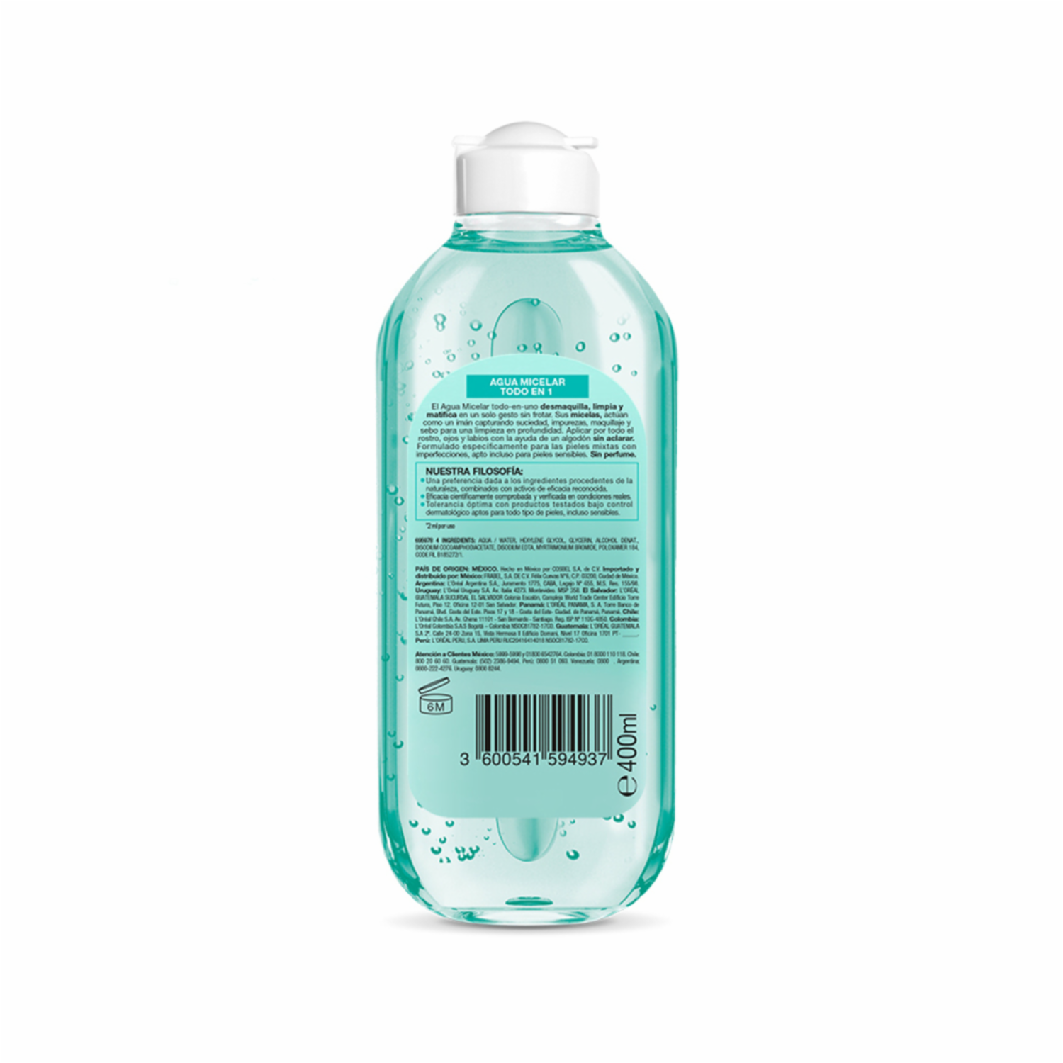 Agua Micelar Pure Active Piel Mixta A Grasa GARNIER SKIN ACTIVE 400 Ml