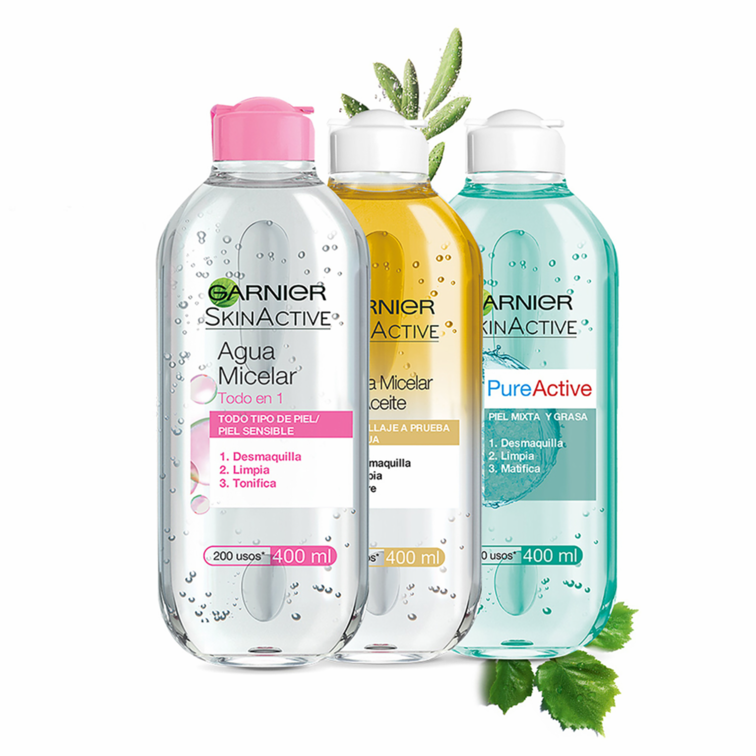 Agua Micelar Pure Active Piel Mixta A Grasa GARNIER SKIN ACTIVE 400 Ml