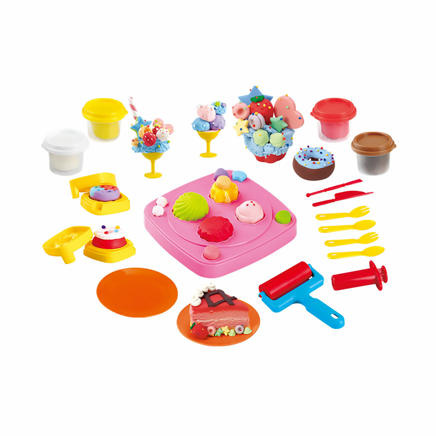 Masa Moldeable Fábrica De Postres PLAYGO Incluye Accesorios