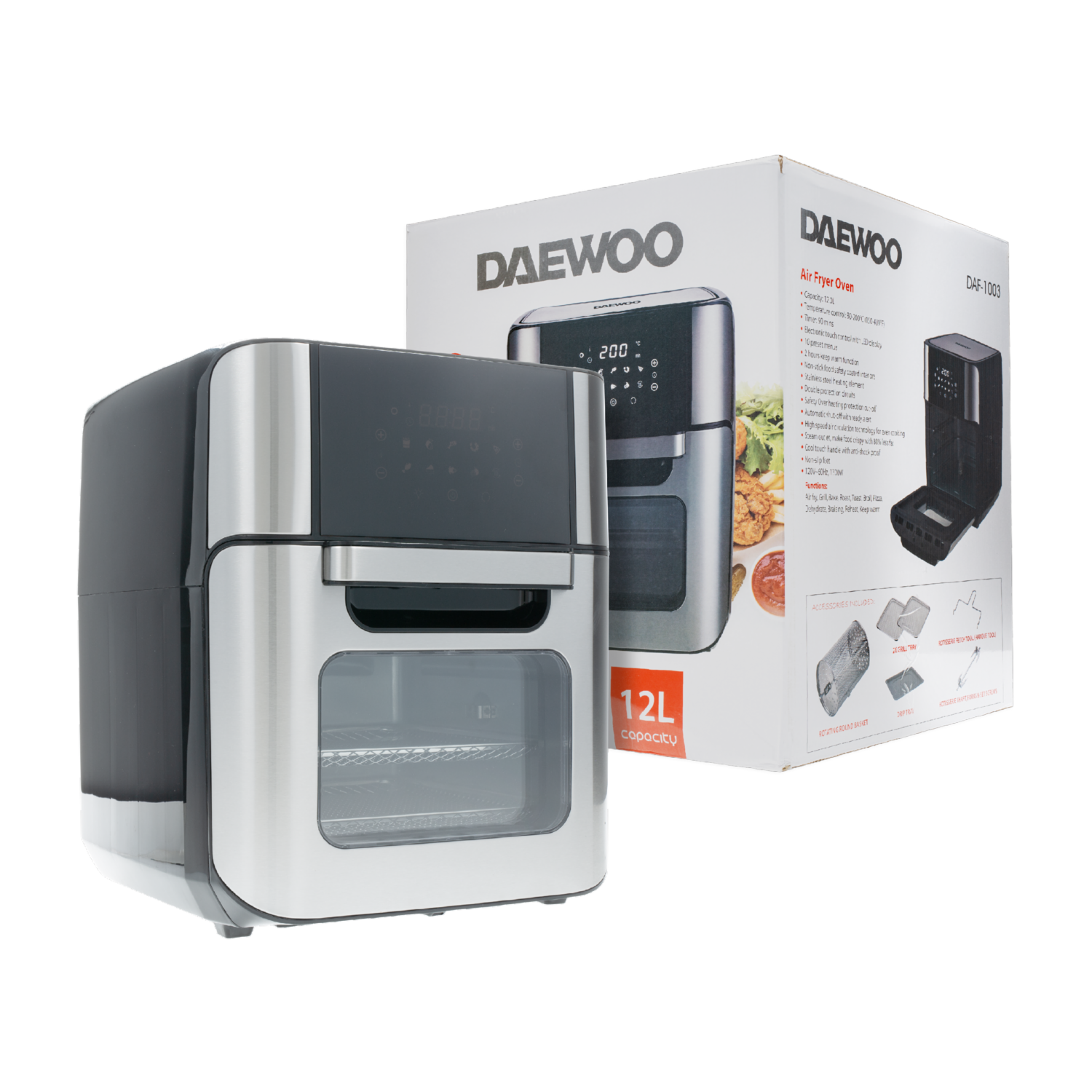 Air Fryer 1700 Watts Digital DAF-1003 DAEWOO 12 Litros