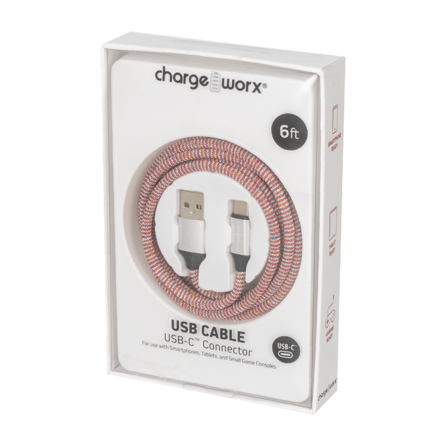 Cable Usb-c Rojo CHARGE WORX 6 Pies