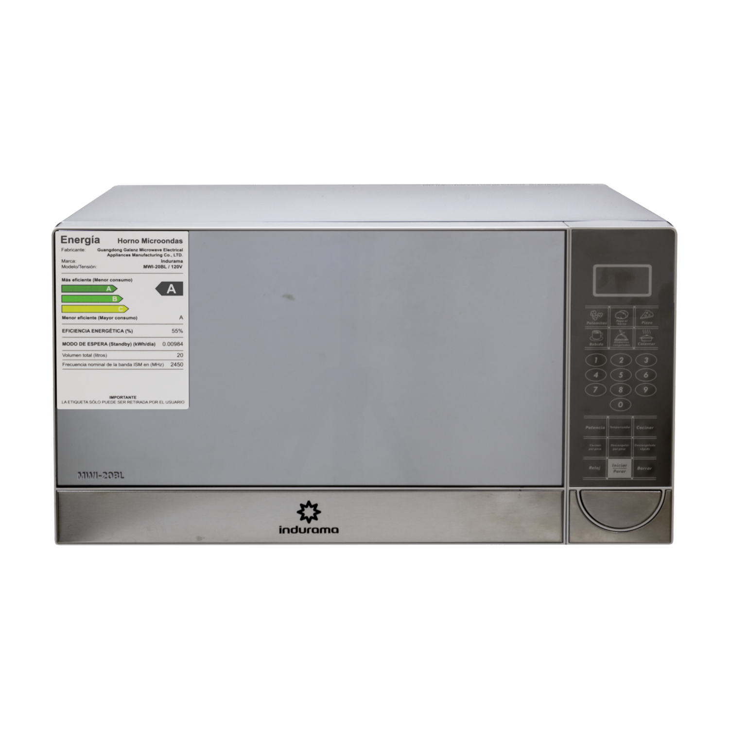 Microondas Panel Digital MWI-20 INDURAMA 20 Litros