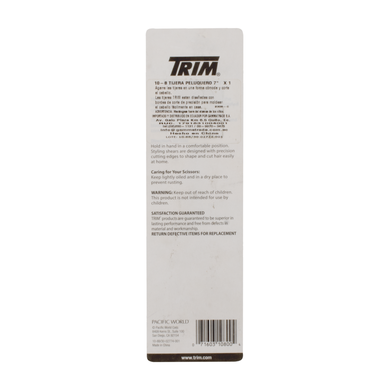 Tijeras Para Cabello Peluquero N°7 De Acero Inoxidable TRIM Unidad