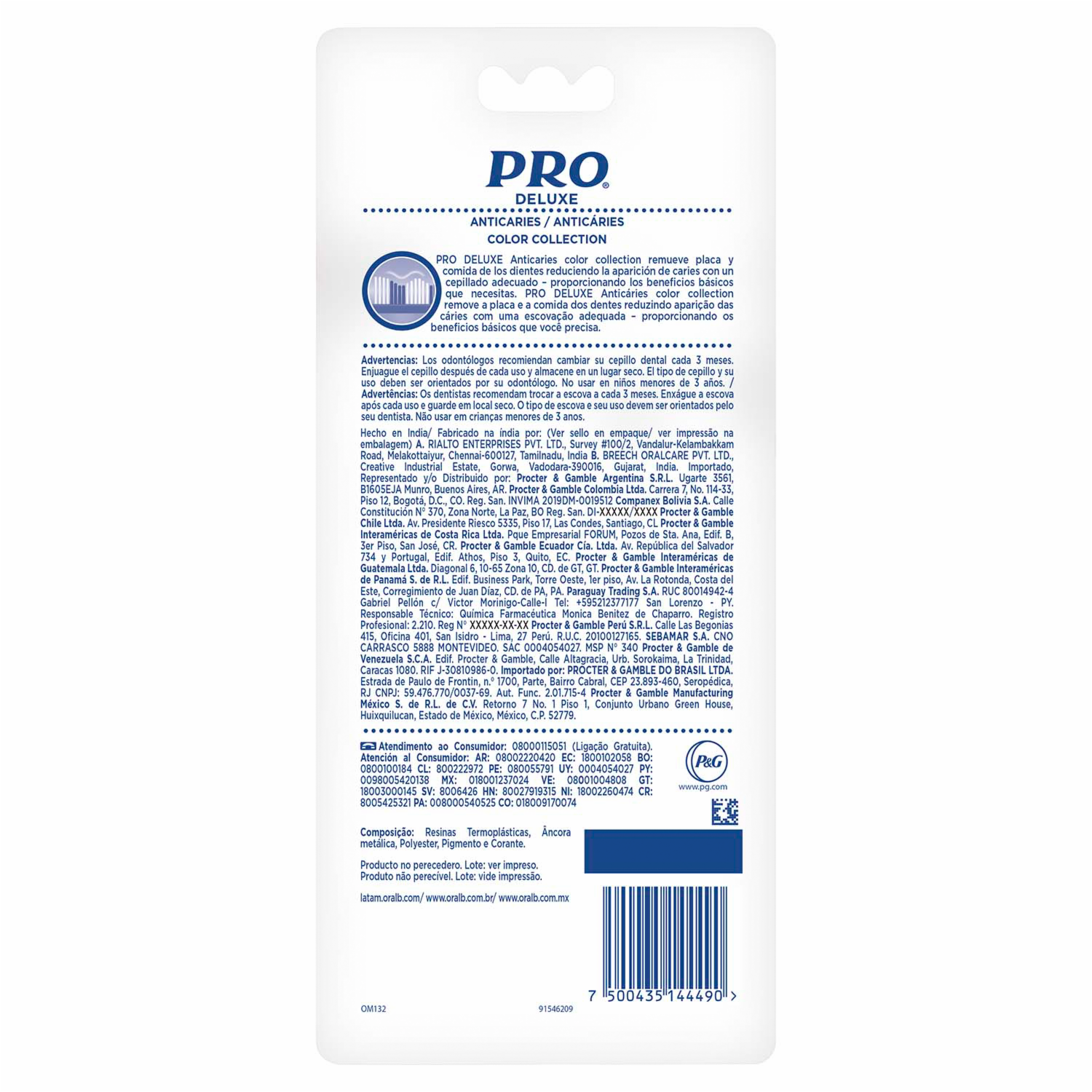 Cepillo Dental Anticaries Colors Cerdas Medianas PRO X4 Uds