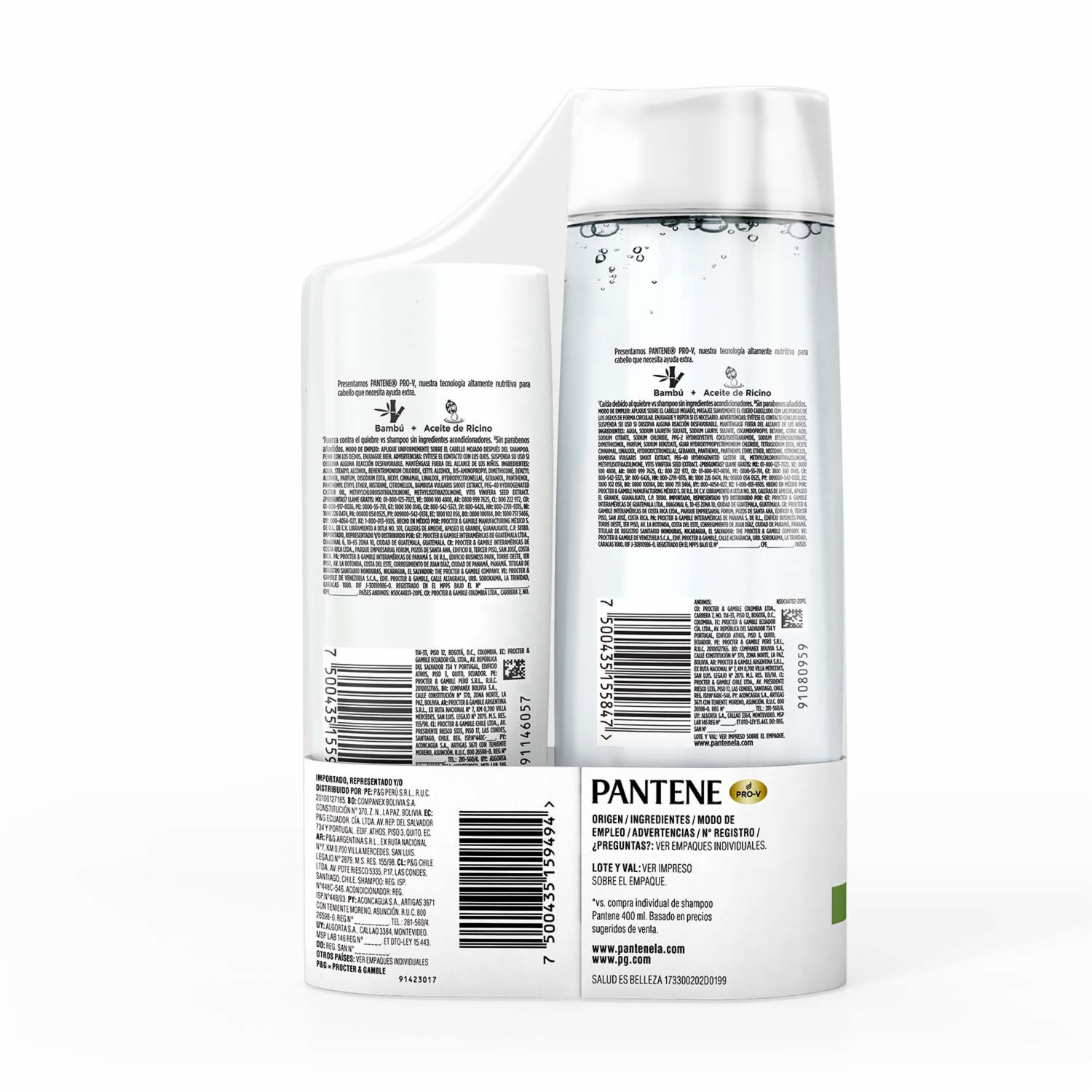 Shampoo Y Acondicionador Con Bambú PANTENE 2 X 600 Ml
