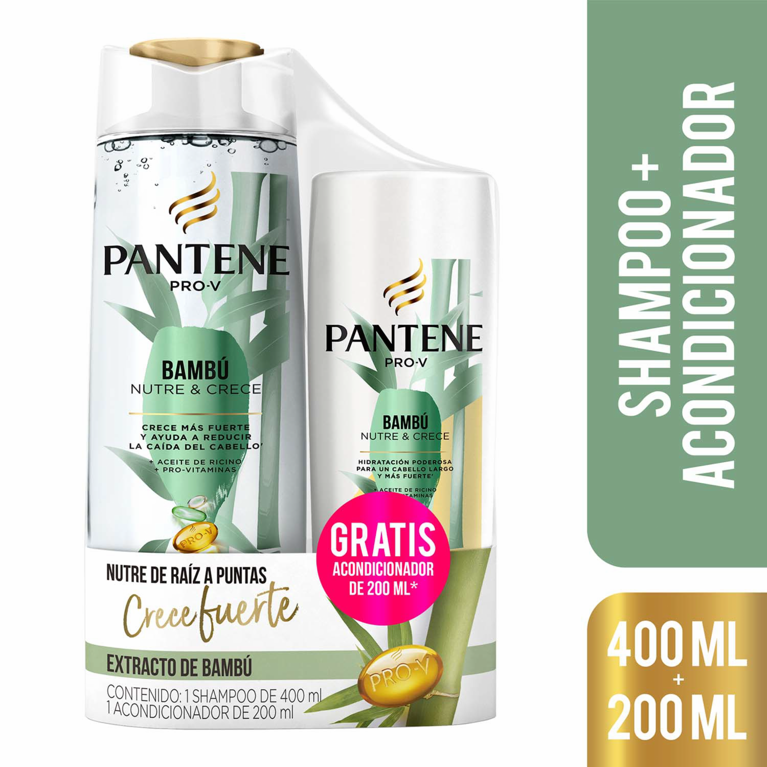 Shampoo Y Acondicionador Con Bambú PANTENE 2 X 600 Ml
