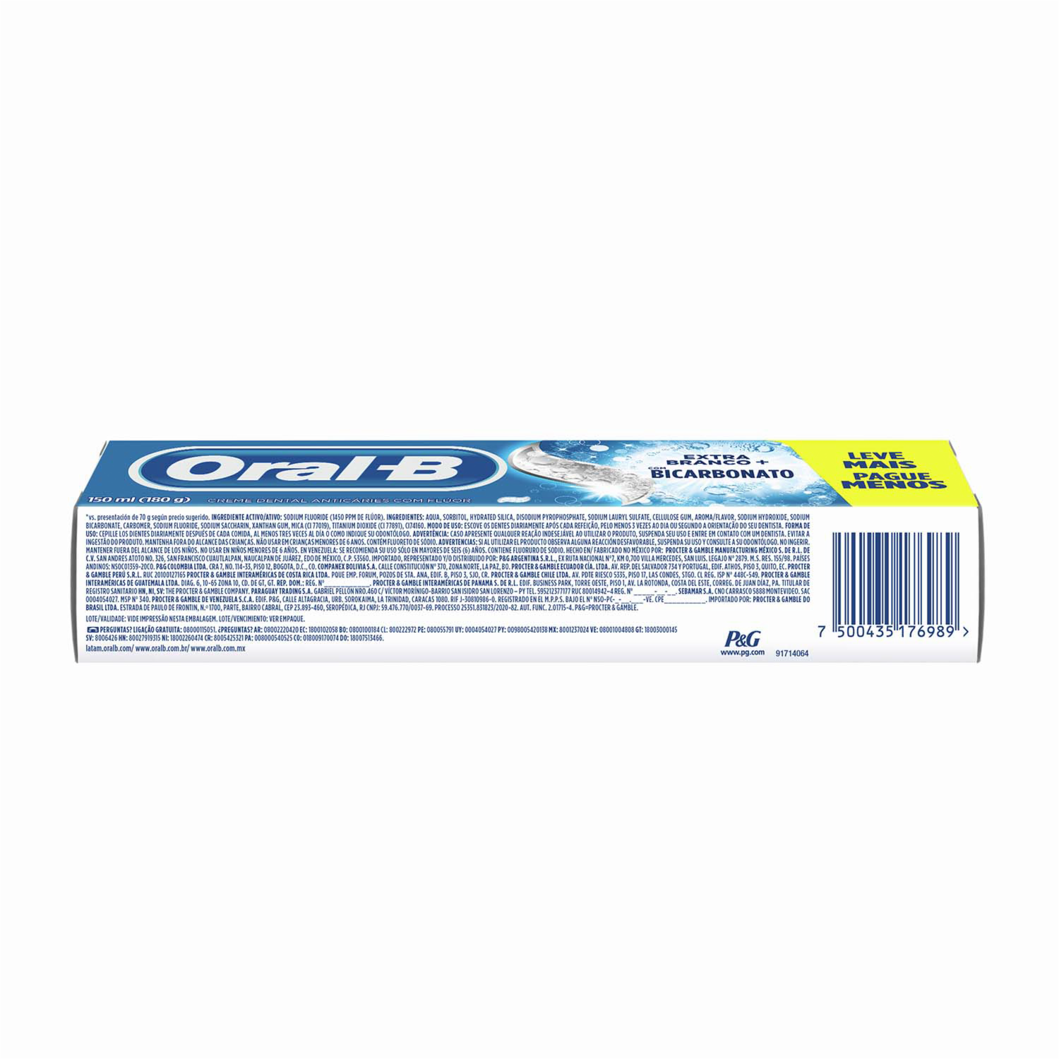 Pasta Dental Extra Blancura Bicarbonato ORAL-B 150 Ml