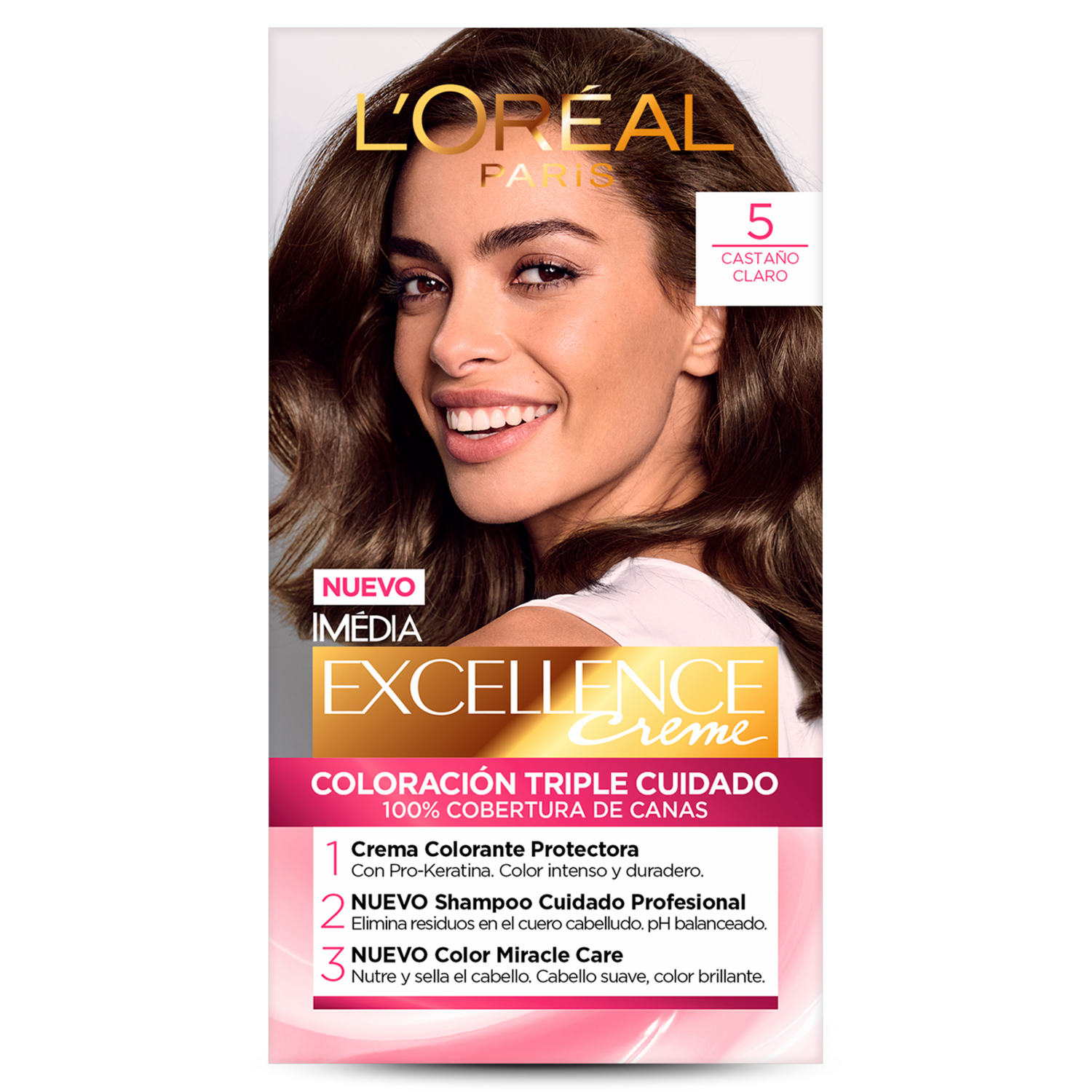 Tinte De Cabello Tono 5 Castaño Claro EXCELLENCE L’ORÉAL PARIS 1 Kit
