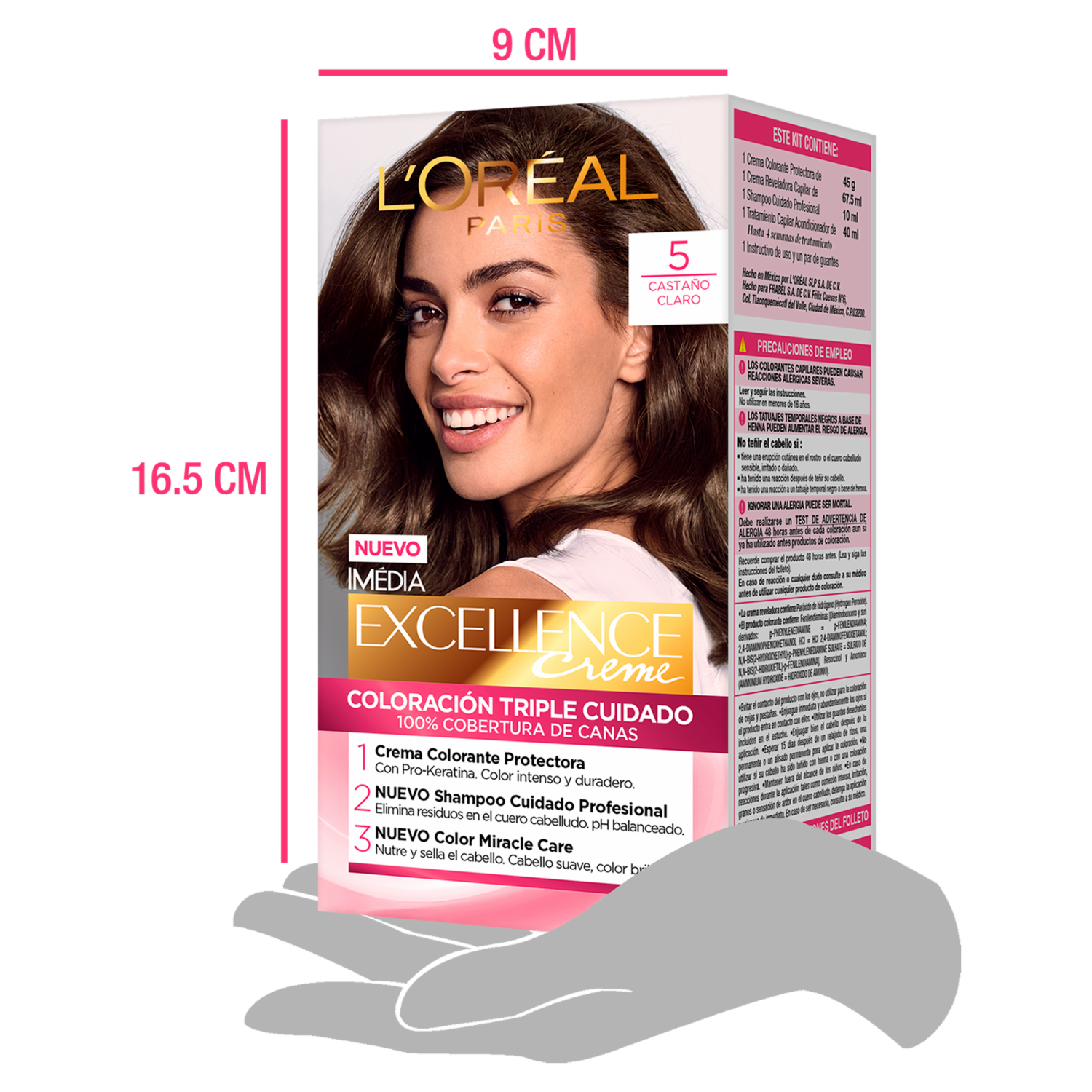 Tinte De Cabello Tono 5 Castaño Claro EXCELLENCE L’ORÉAL PARIS 1 Kit