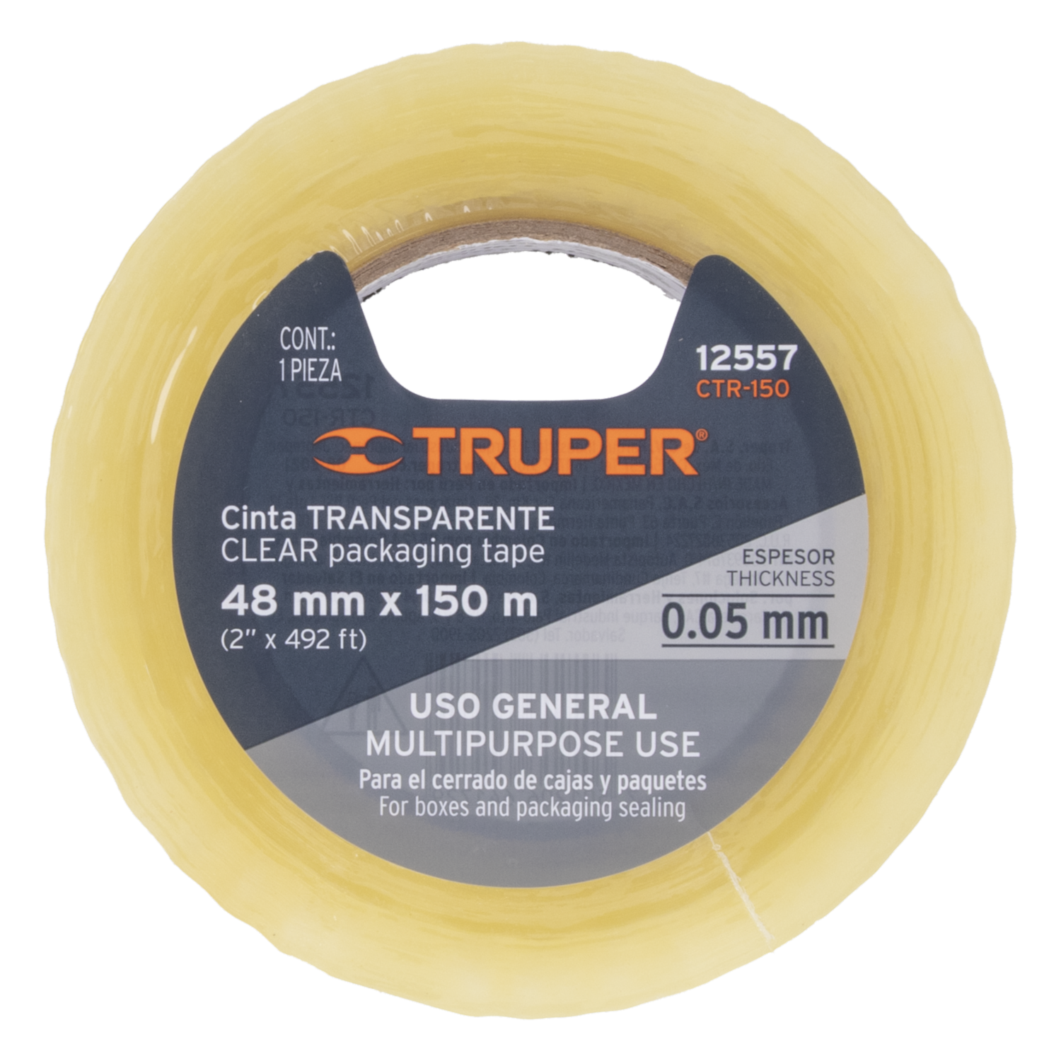 Cinta De Embalaje 150Metros x48Mm Transparente TRUPER Unidad