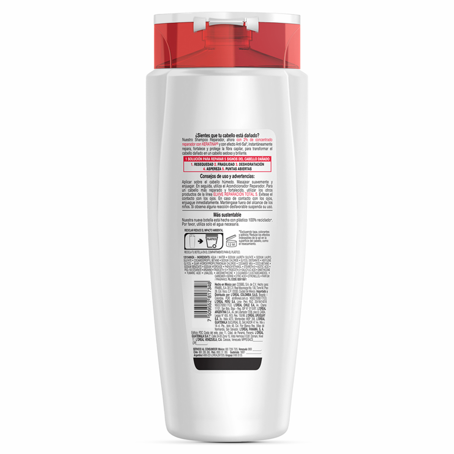 Shampoo De Cabello Reparación Total 5 Para Cabello Dañado ELVIVE L’ORÉAL 680 Ml