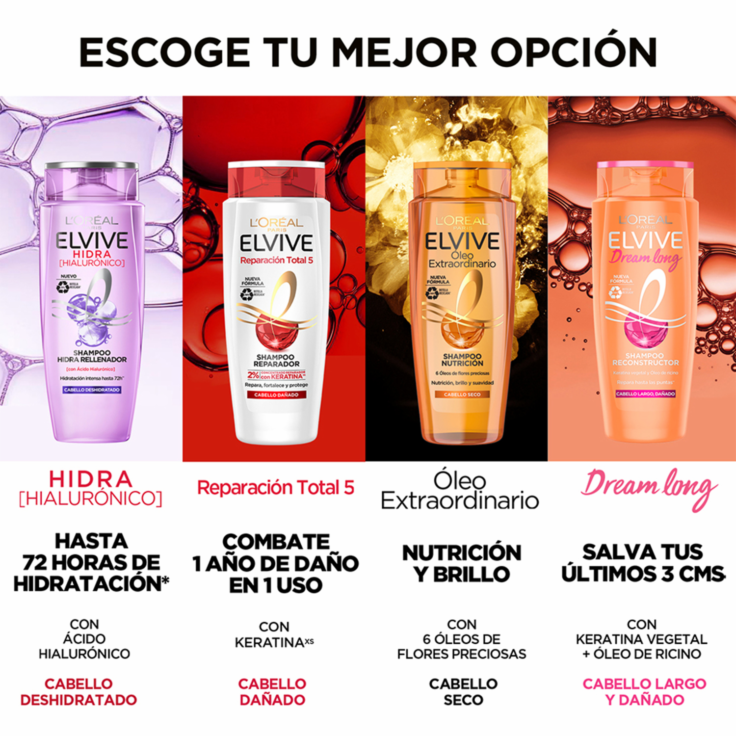 Shampoo De Cabello Reparación Total 5 Para Cabello Dañado ELVIVE L’ORÉAL 680 Ml