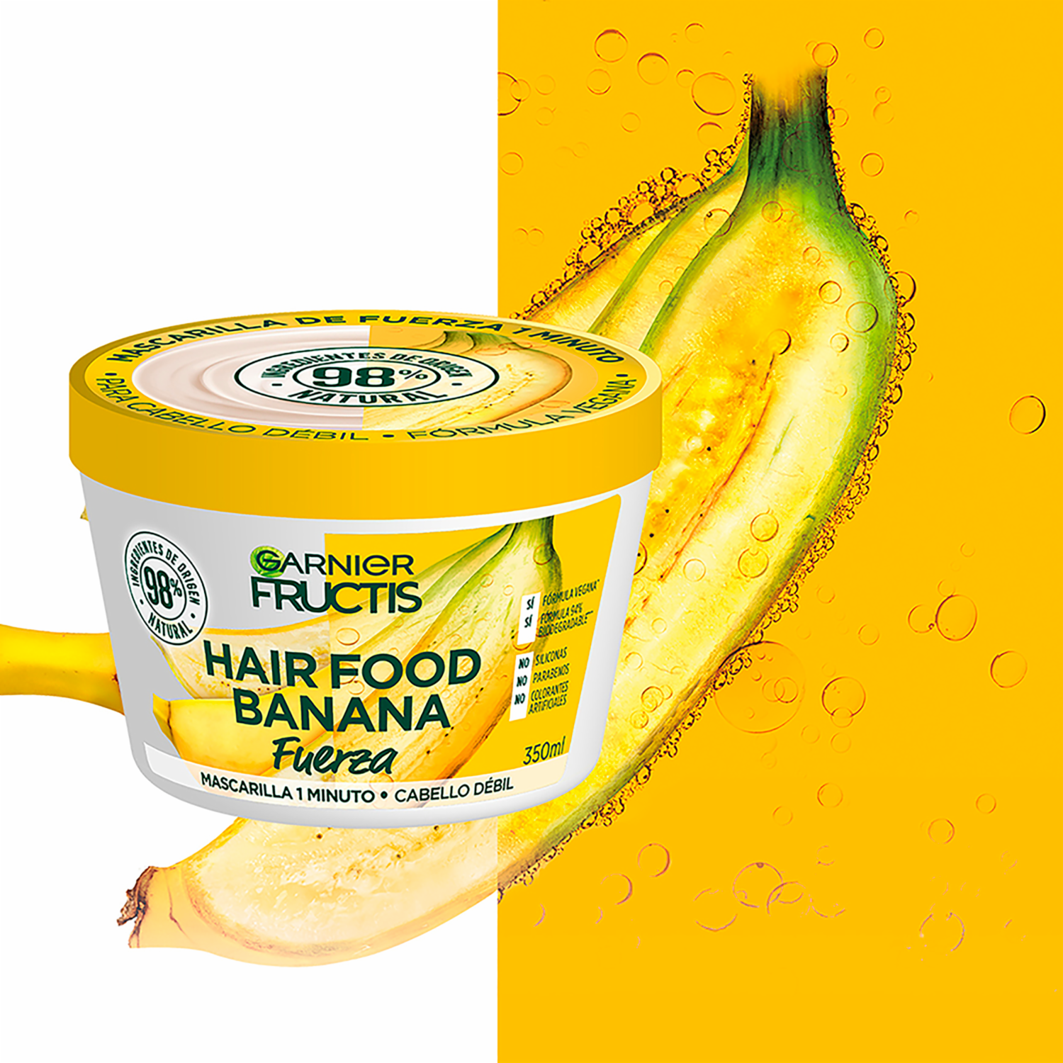 Mascara Capilar Hair Food Banana Fuerza 1 Minuto GARNIER FRUCTIS 350 G