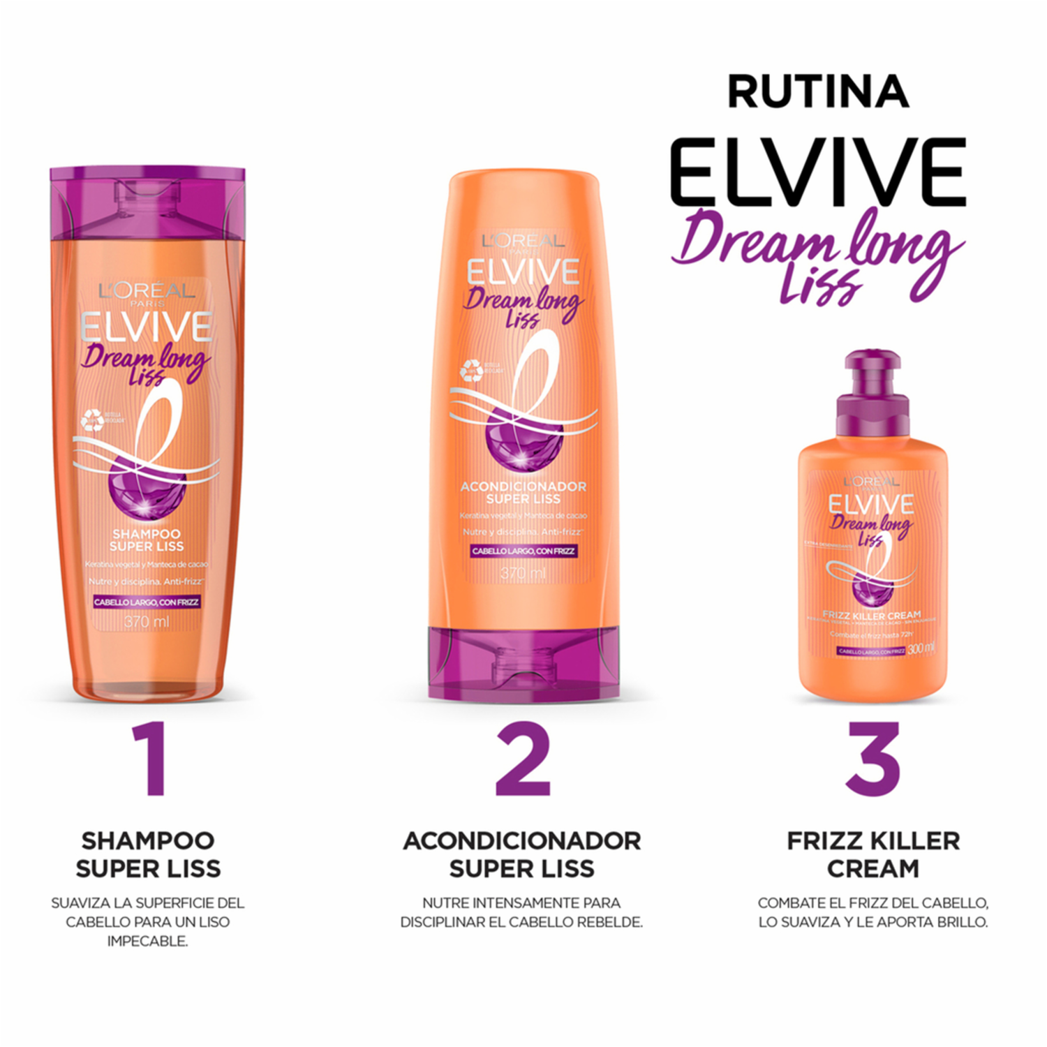 Crema Para Peinar Dream Long Liss Para Cabello Largo Con Frizz ELVIVE L’ORÉAL 300 Ml