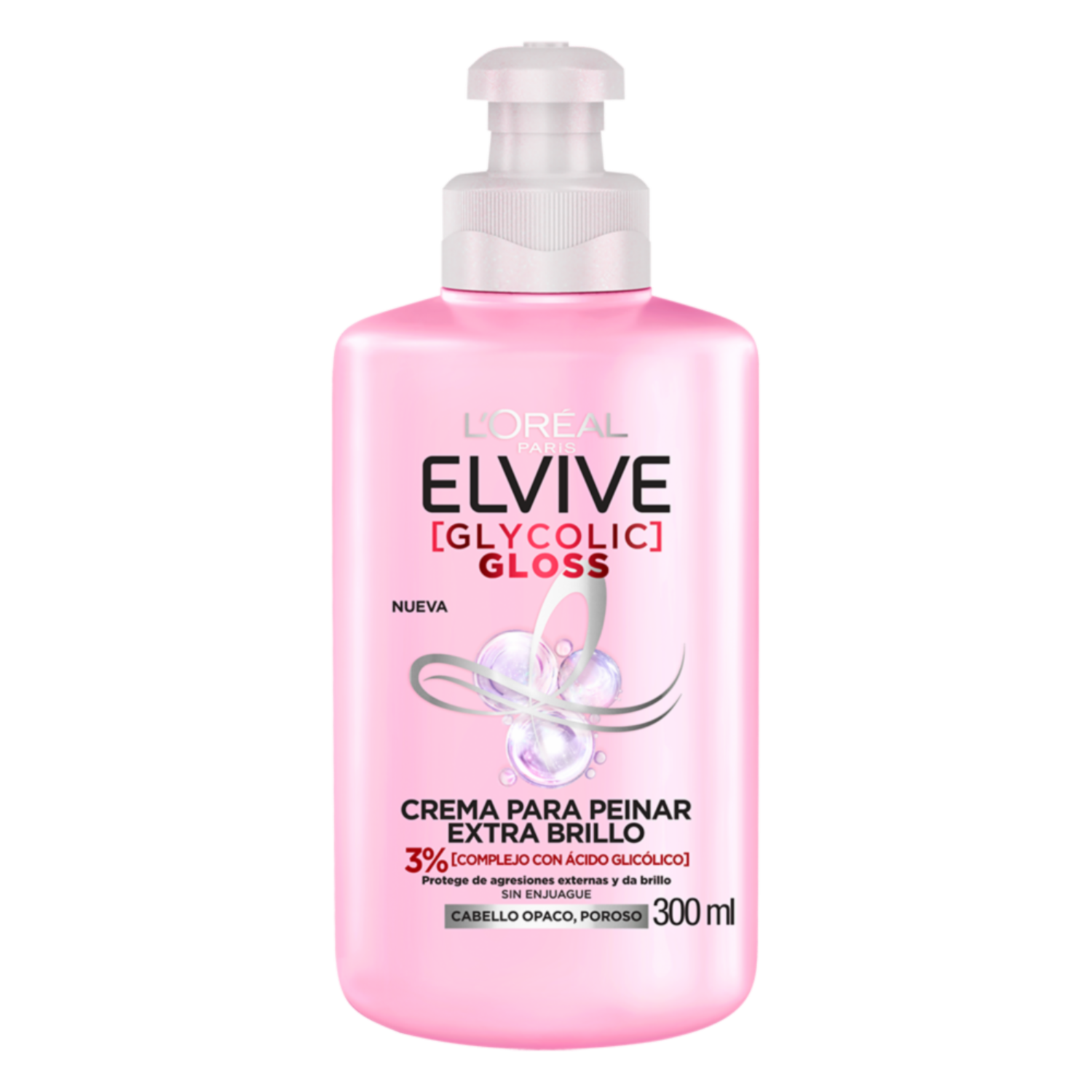 Crema Para Peinar Glycolic Gloss Para Cabello Opacos Poroso ELVIVE L’ORÉAL 300 Ml