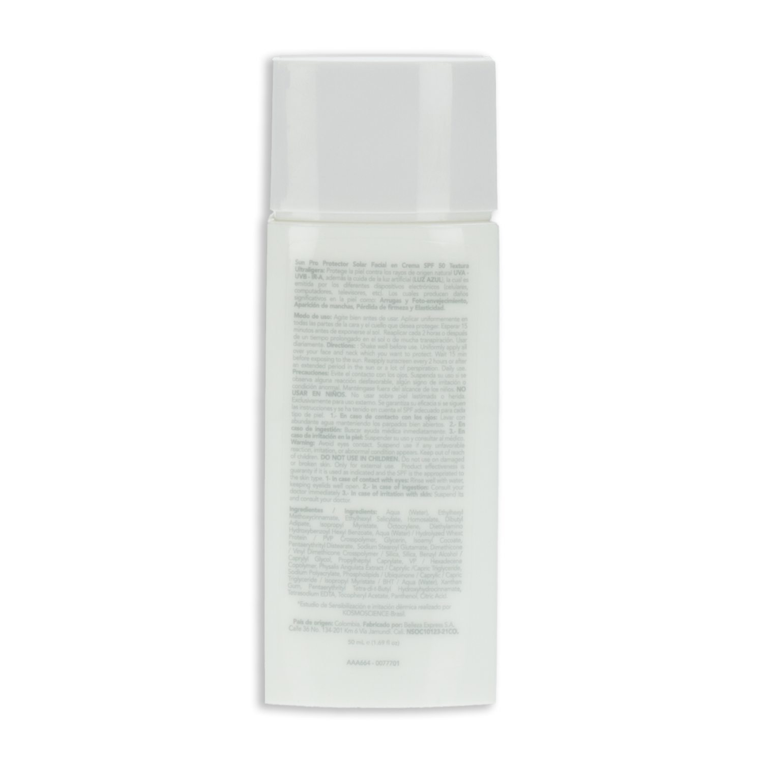 Protector Solar Facial Azul Spf50 SUN PRO 50 Ml