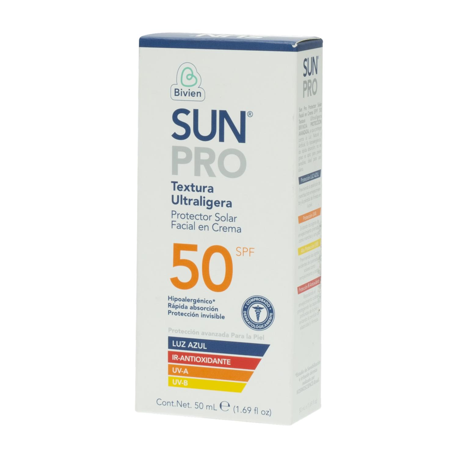 Protector Solar Facial Azul Spf50 SUN PRO 50 Ml