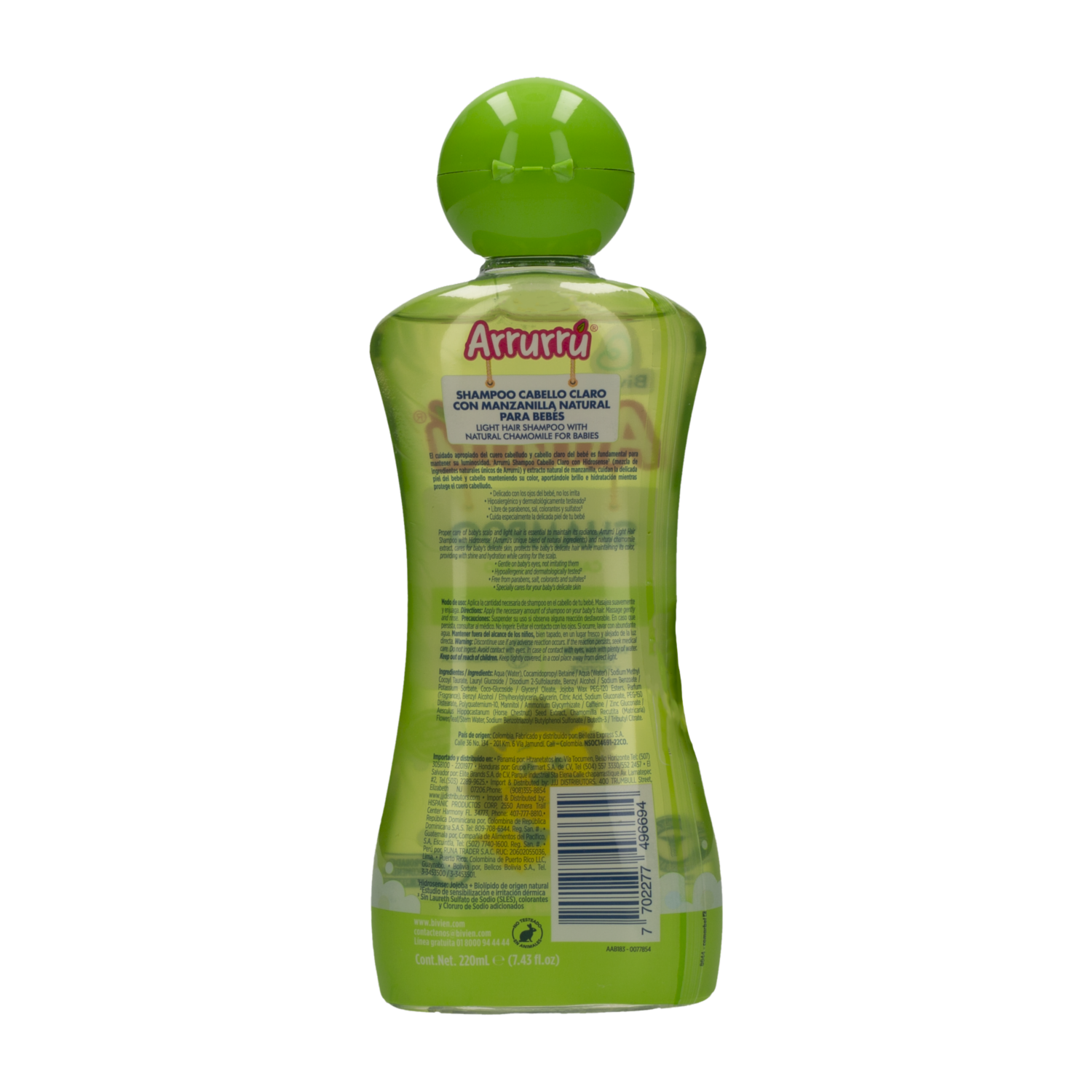 Shampoo Capilar Para Cabello Claro Para Niños ARRURRÚ 220 Ml