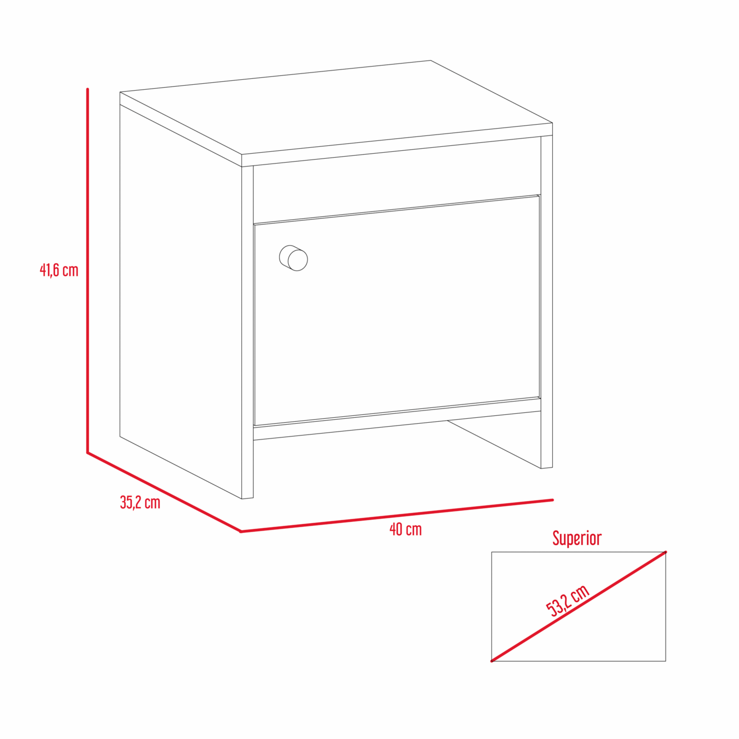 Mesa De Noche Bellota Con Blanco RTA MDP