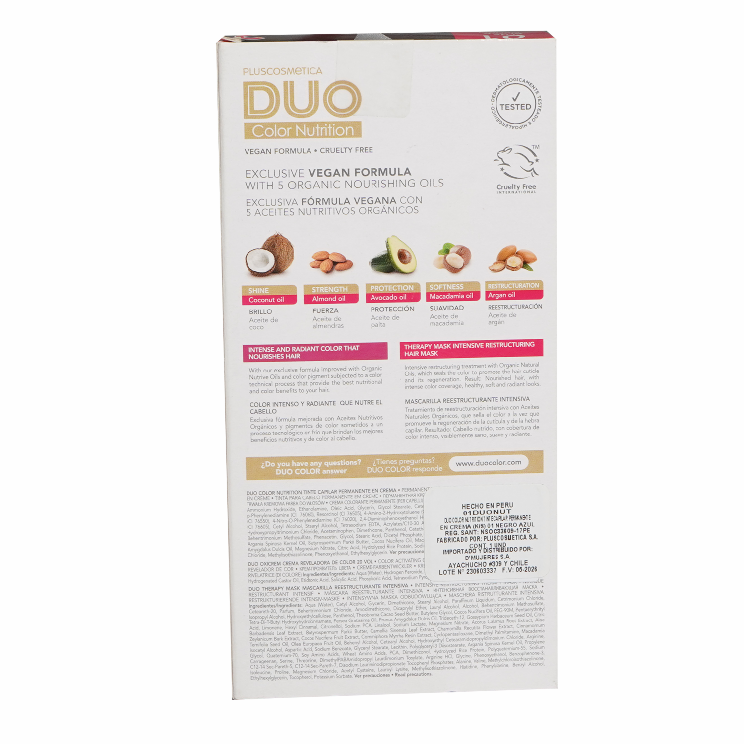 Tinte De Cabello Duo Color Nutrition En Crema 01 Negro Azul DUO Color 01 Negro Azul