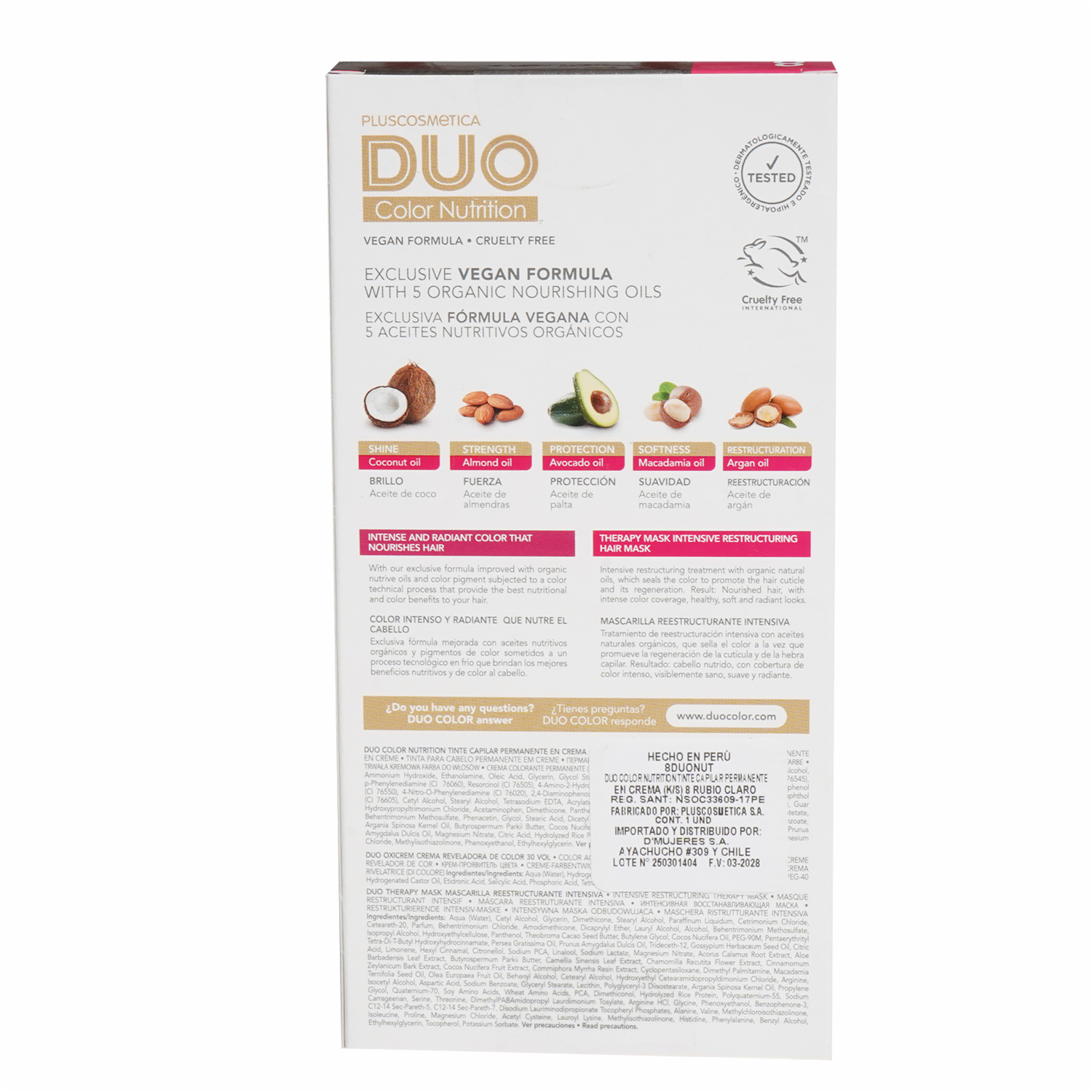 Tinte De Cabello Duo Color Nutrition En Crema 8 Rubio Claro DUO Color 8 Rubio Claro