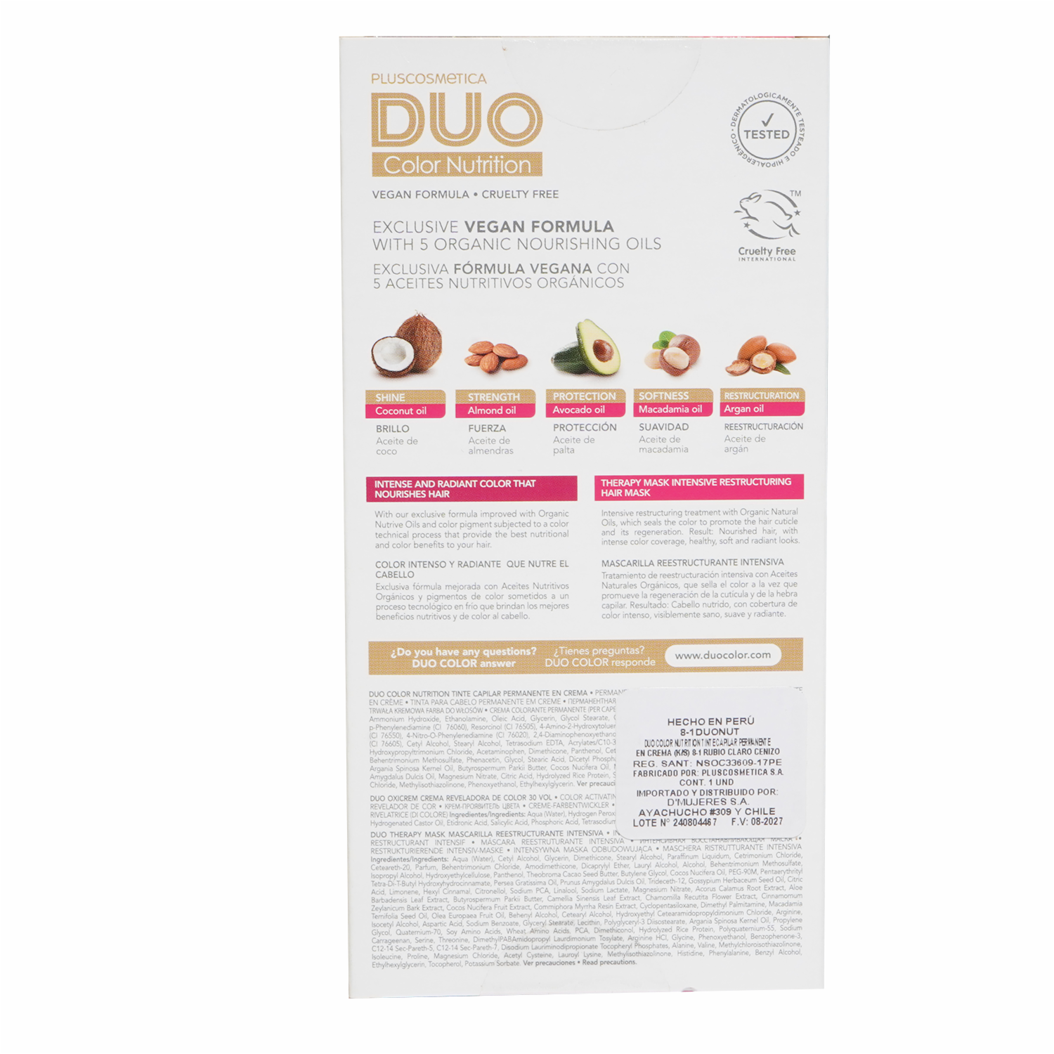 Tinte De Cabello Duo Color Nutrition En Crema 8-1 Rubio Claro Cenizo DUO Color 8-1 Rubio Claro Cenizo