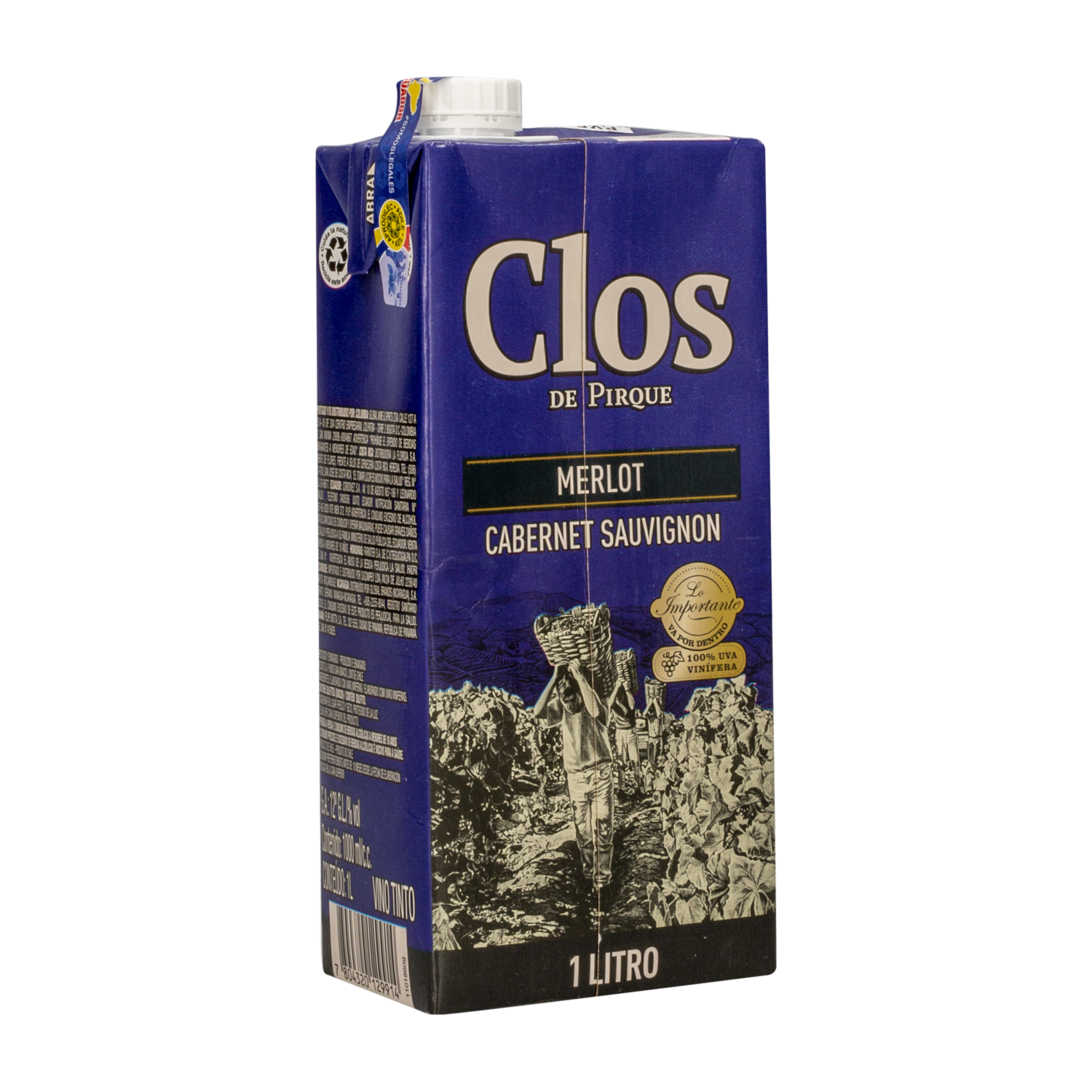 Vino Tinto Merlot Tetra Pack CLOS PIRQUE 1000 Ml