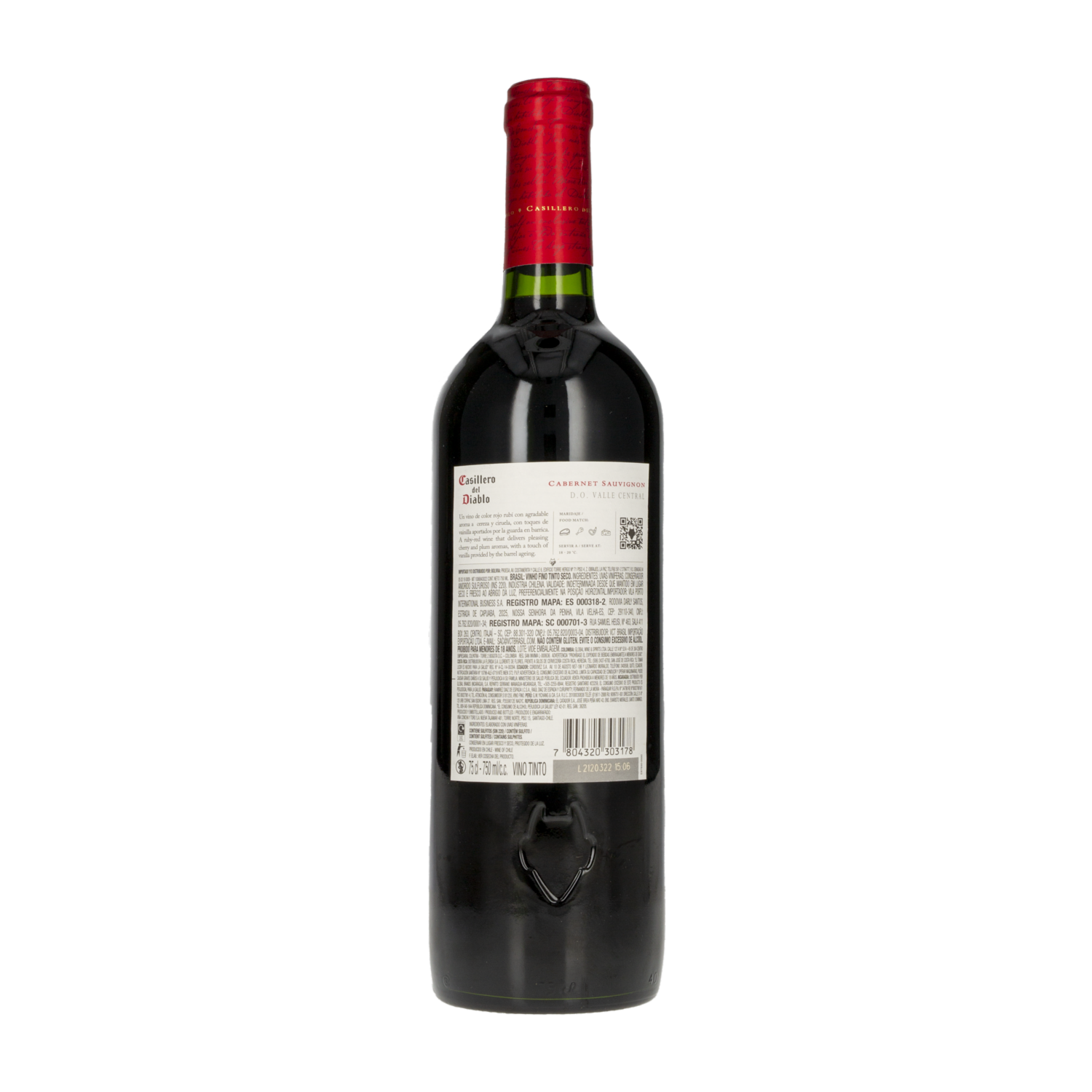 Vino Tinto Cabernet Sauvignon CASILLERO DEL DIABLO 750 ML