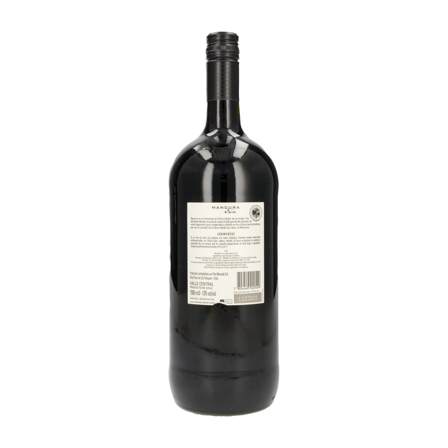Vino Tinto Etnia Carmenere Chileno MANCURA 1500 Ml
