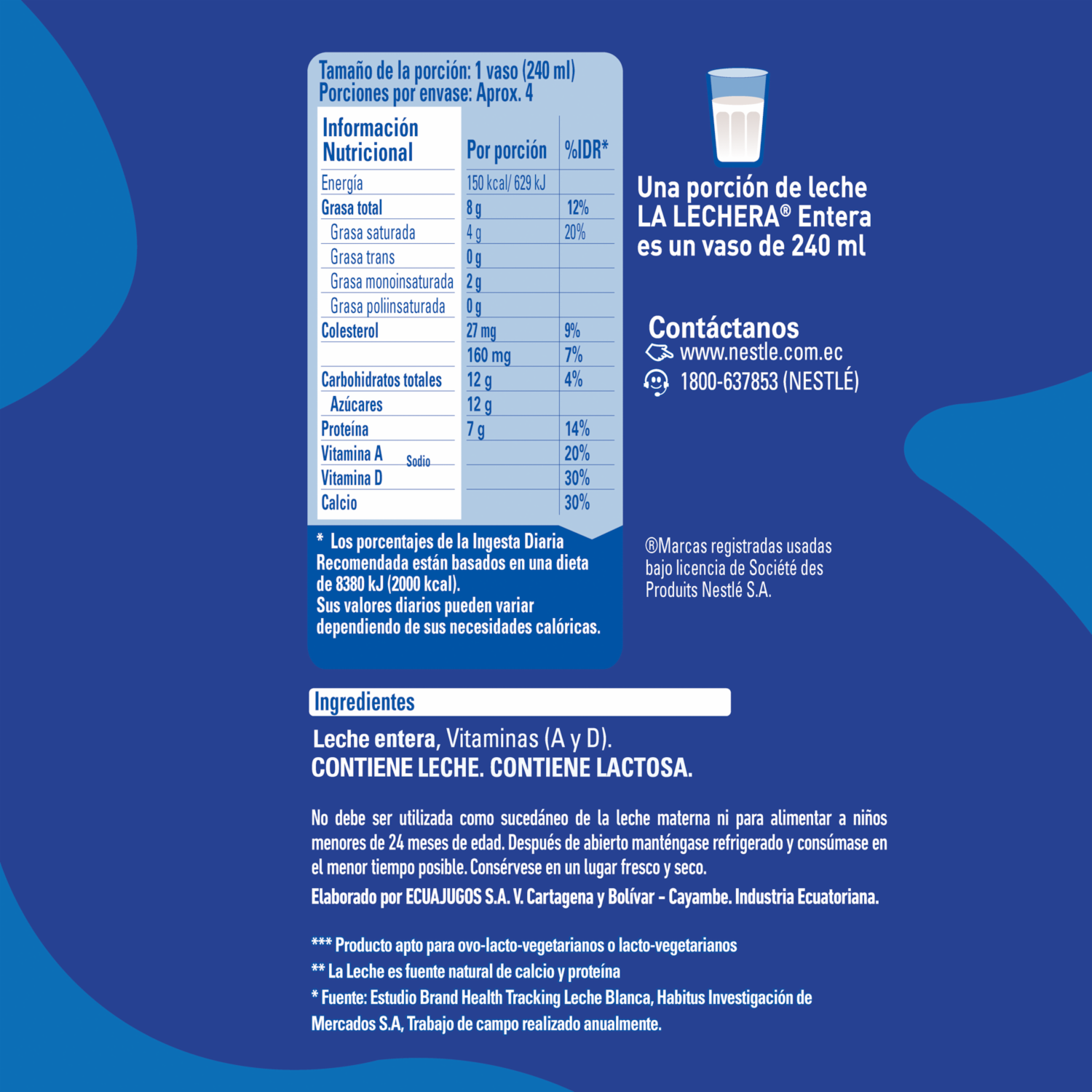 Leche Entera Larga Vida LA LECHERA 1000 Ml