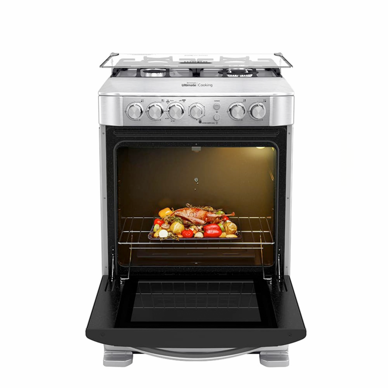 Cocina A Gas 60 Cm Con Grill EM6095FX1 MABE 4 Quemadores