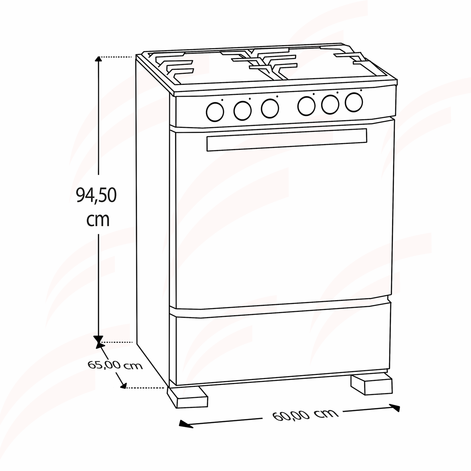 Cocina A Gas 60 Cm Con Grill EM6095FX1 MABE 4 Quemadores