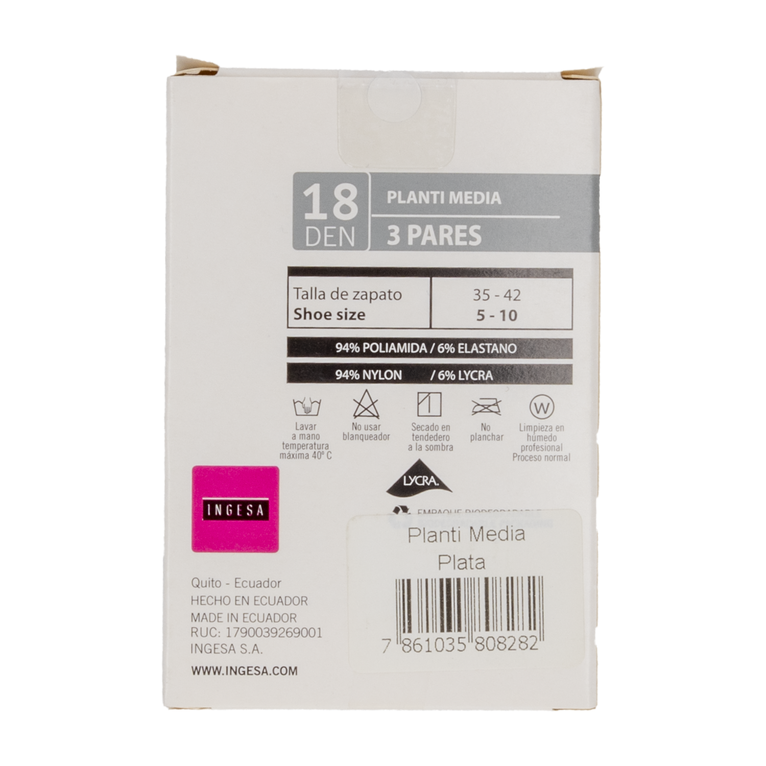 Planti Media Nylon Plata 18 Den INGESA
