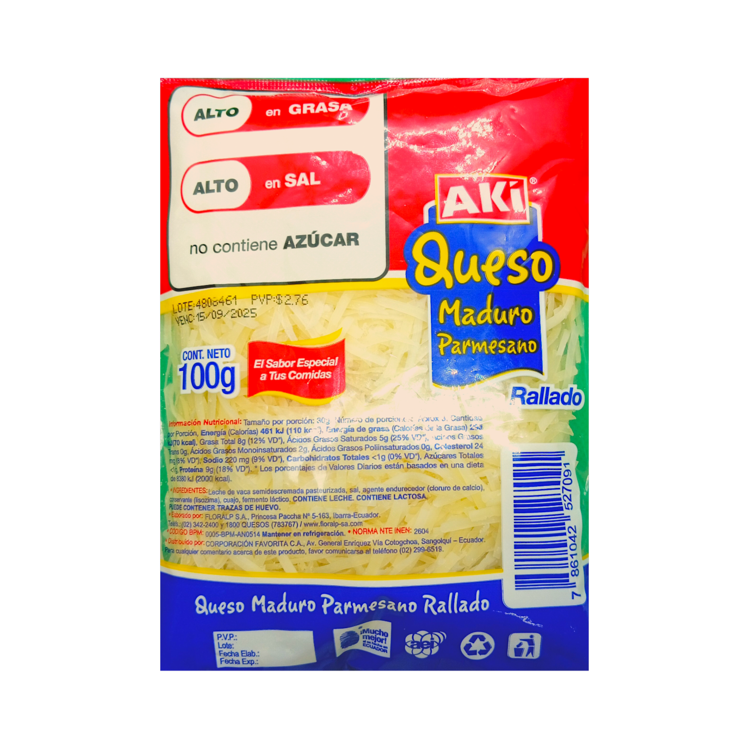 Queso Parmesano Rallado AKÍ 100 G