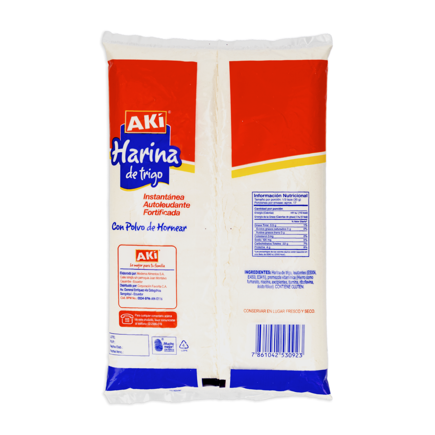 Harina Con Polvo De Hornear AKÍ 500 G