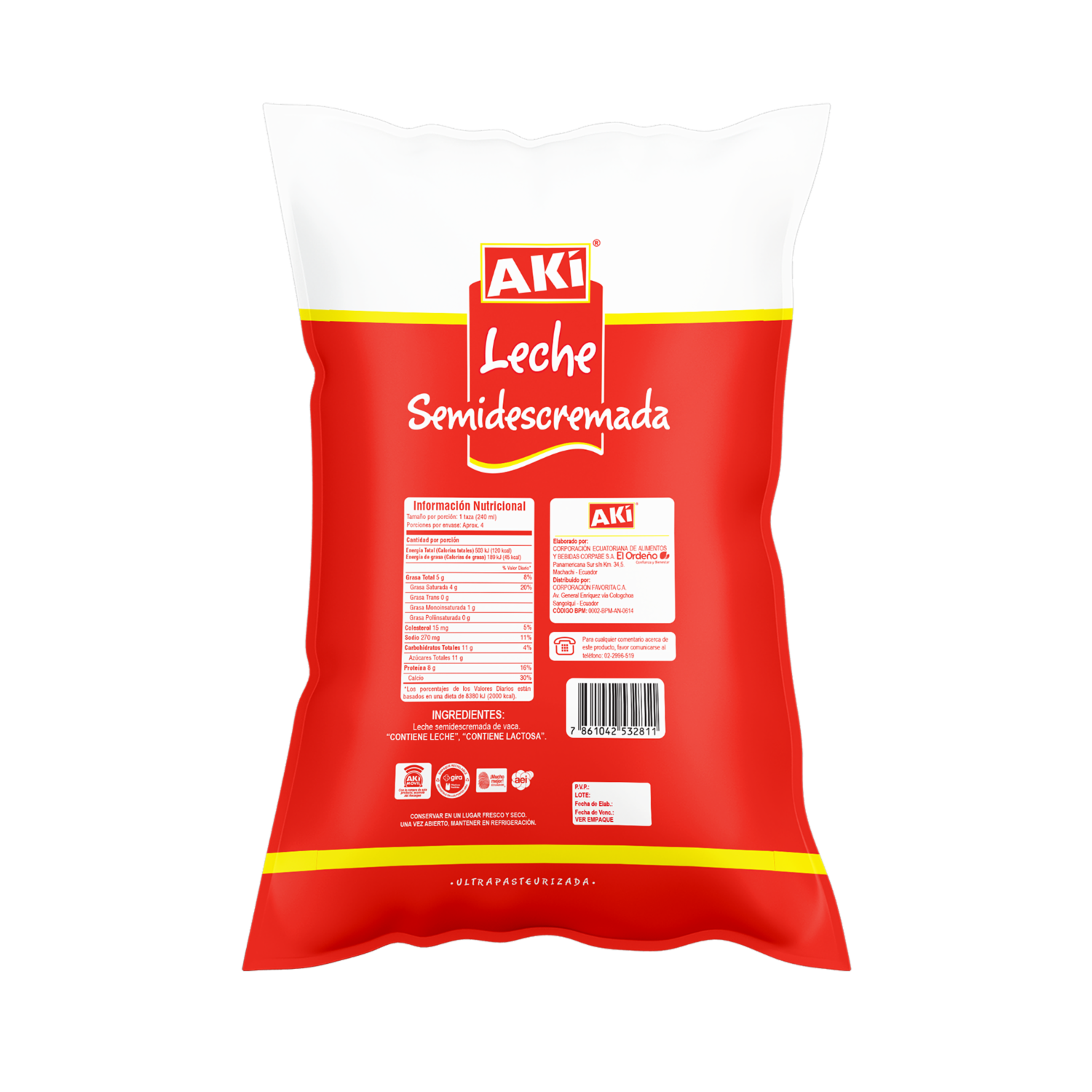 Leche Semidescremada En Funda AKÍ 1000 Ml