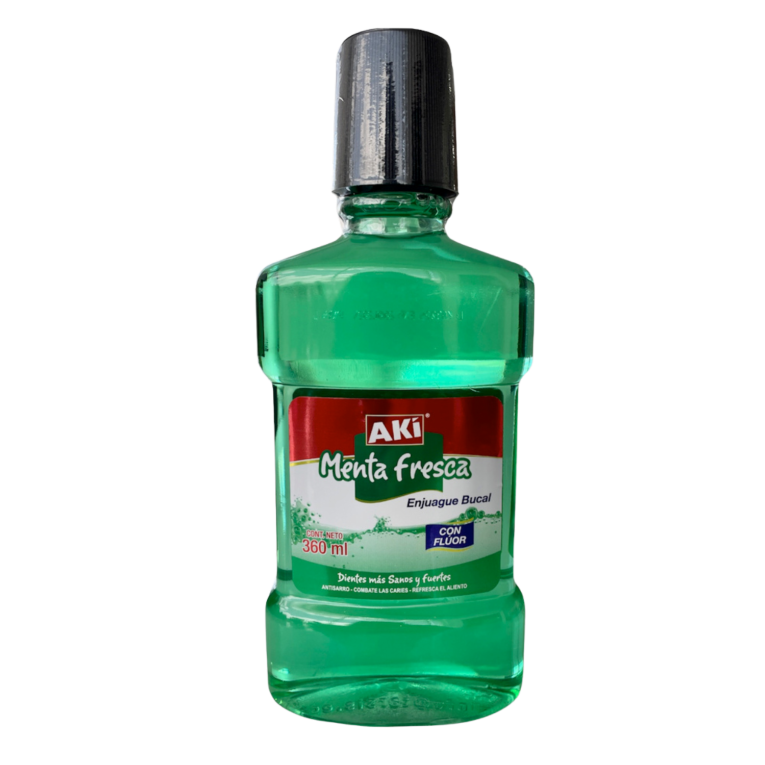 Enjuague  Bucal Sabor A Menta Fresca Con Flúor AKÍ 360 Ml