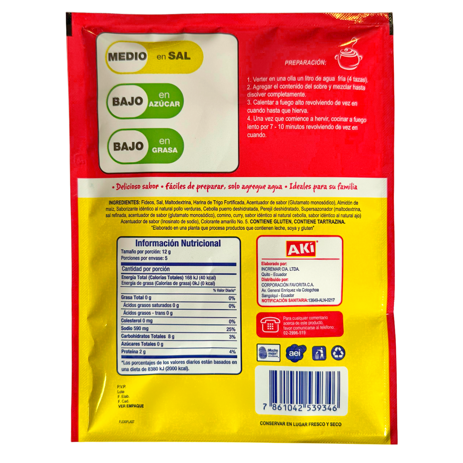 Sopa Instantánea Letras De Pollo AKÍ 60 G