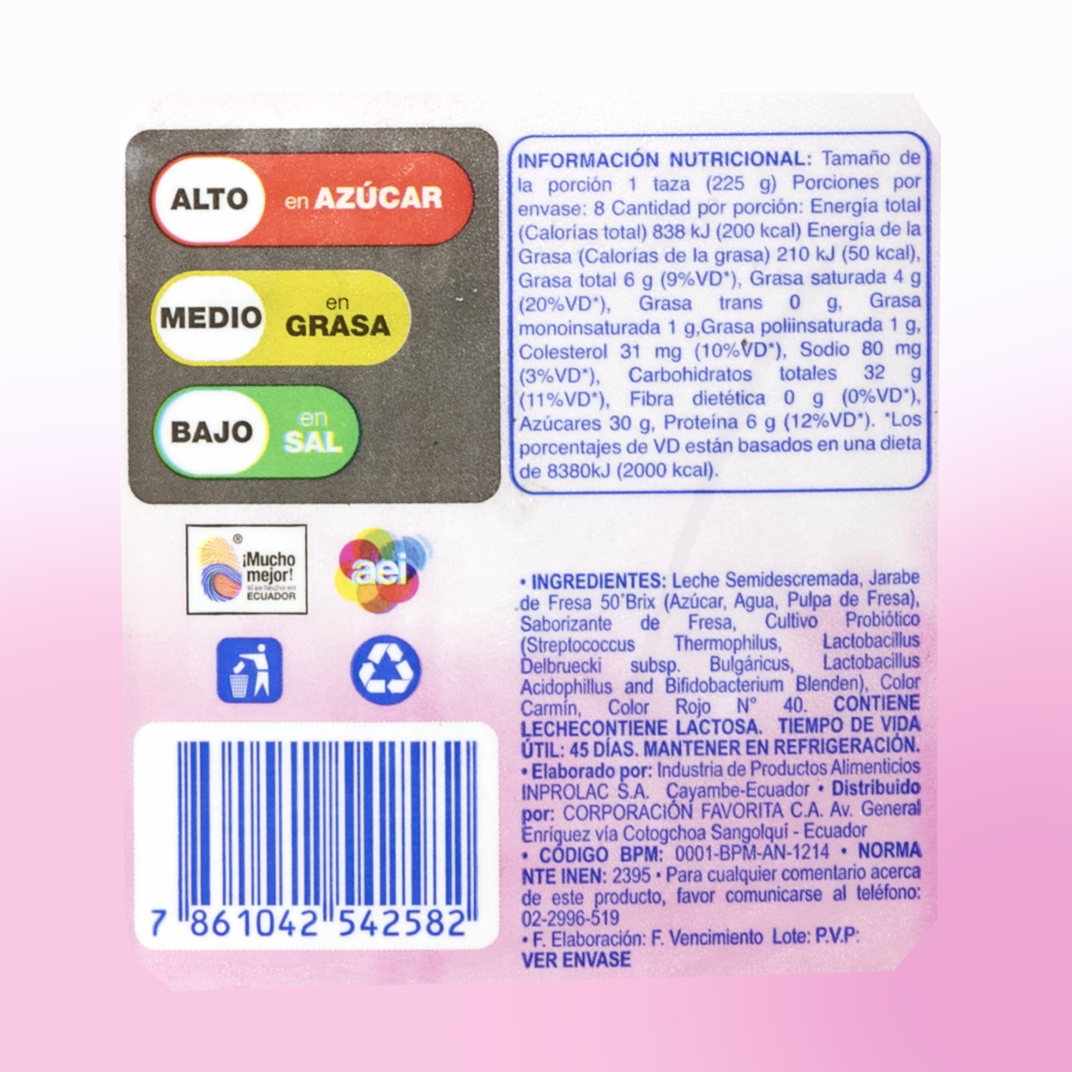 Yogurt Semidescremado Bebible Sabor A Fresa AKÍ 1900 G
