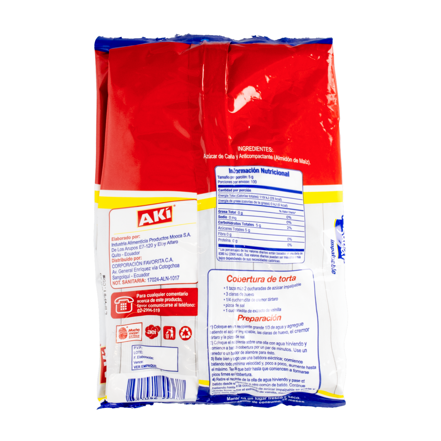 Azúcar Impalpable Anticompactante AKÍ 500 G