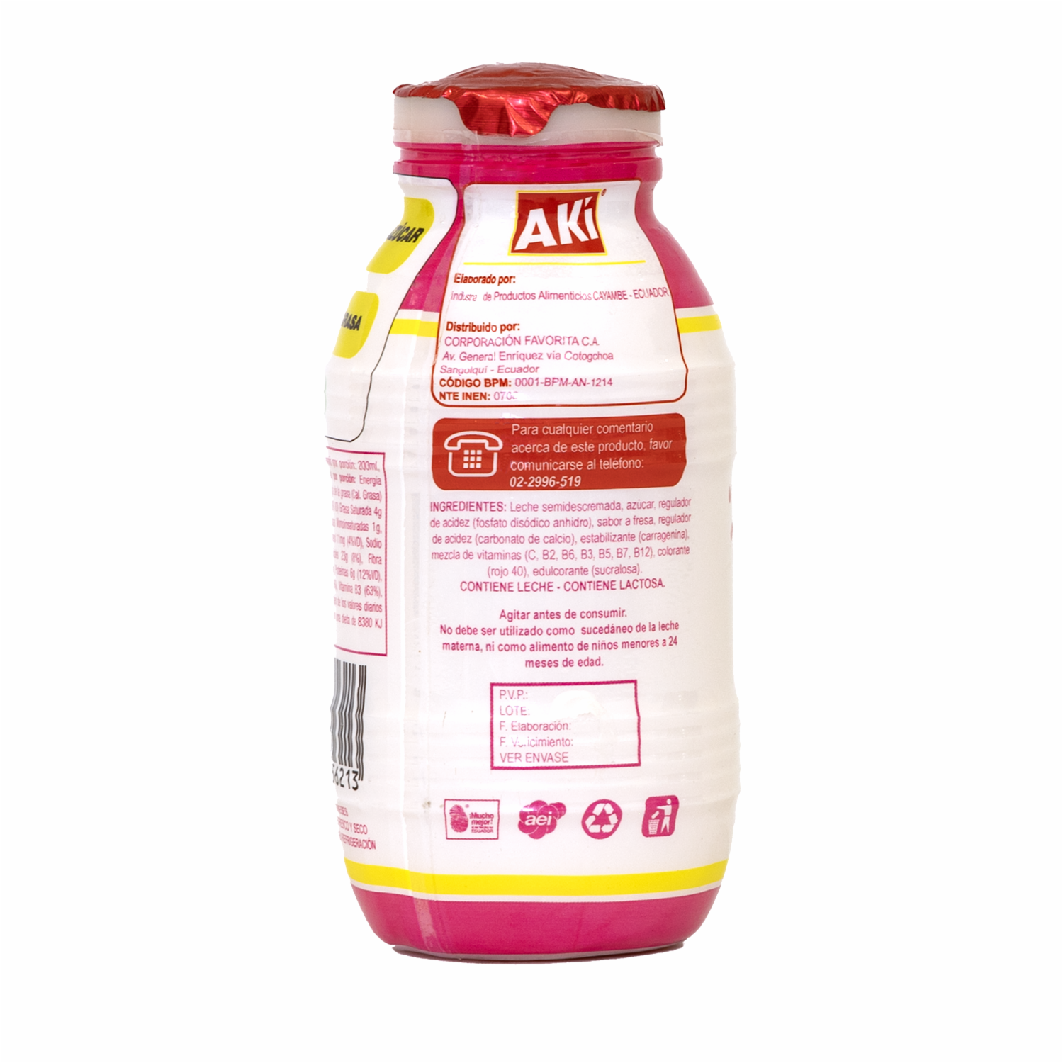 Leche Saborizada De Fresa AKÍ 200 Ml