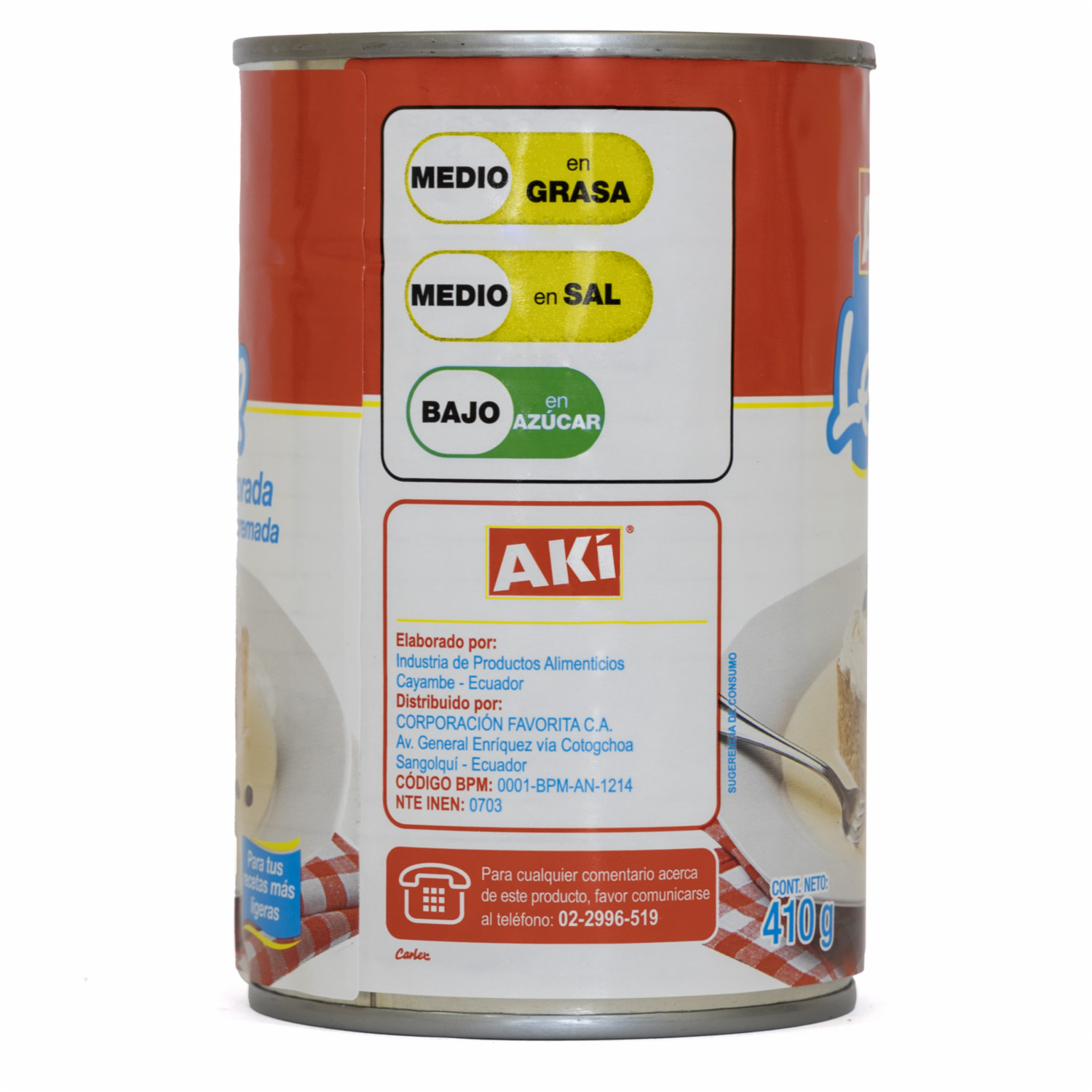 Leche Evaporada Semidescremada AKÍ 410 G