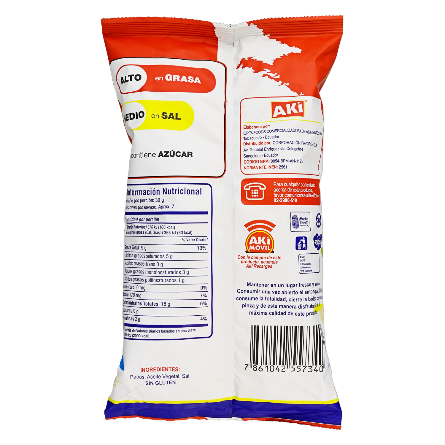 Papas Fritas Onduladas AKÍ 200 G