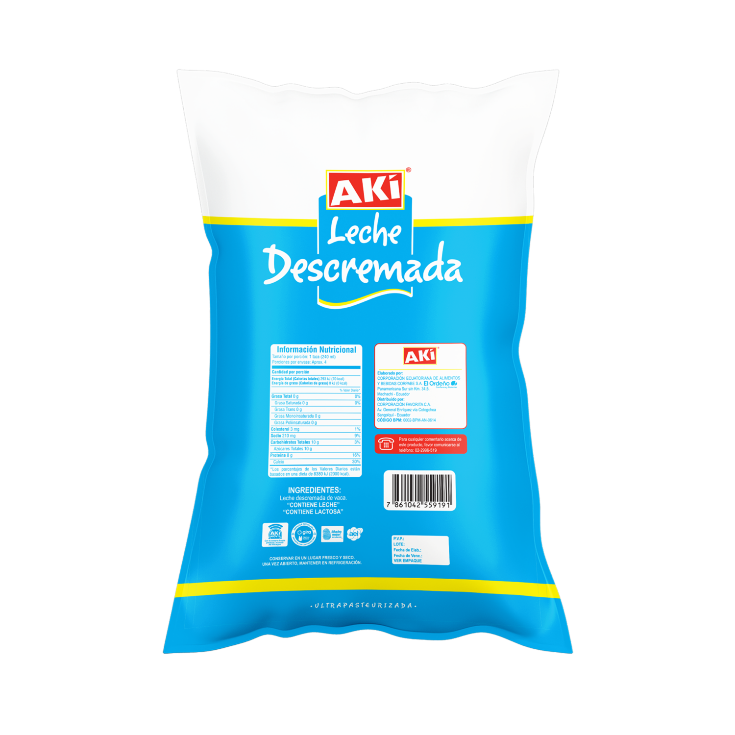Leche Descremada En Funda AKÍ 1000 Ml