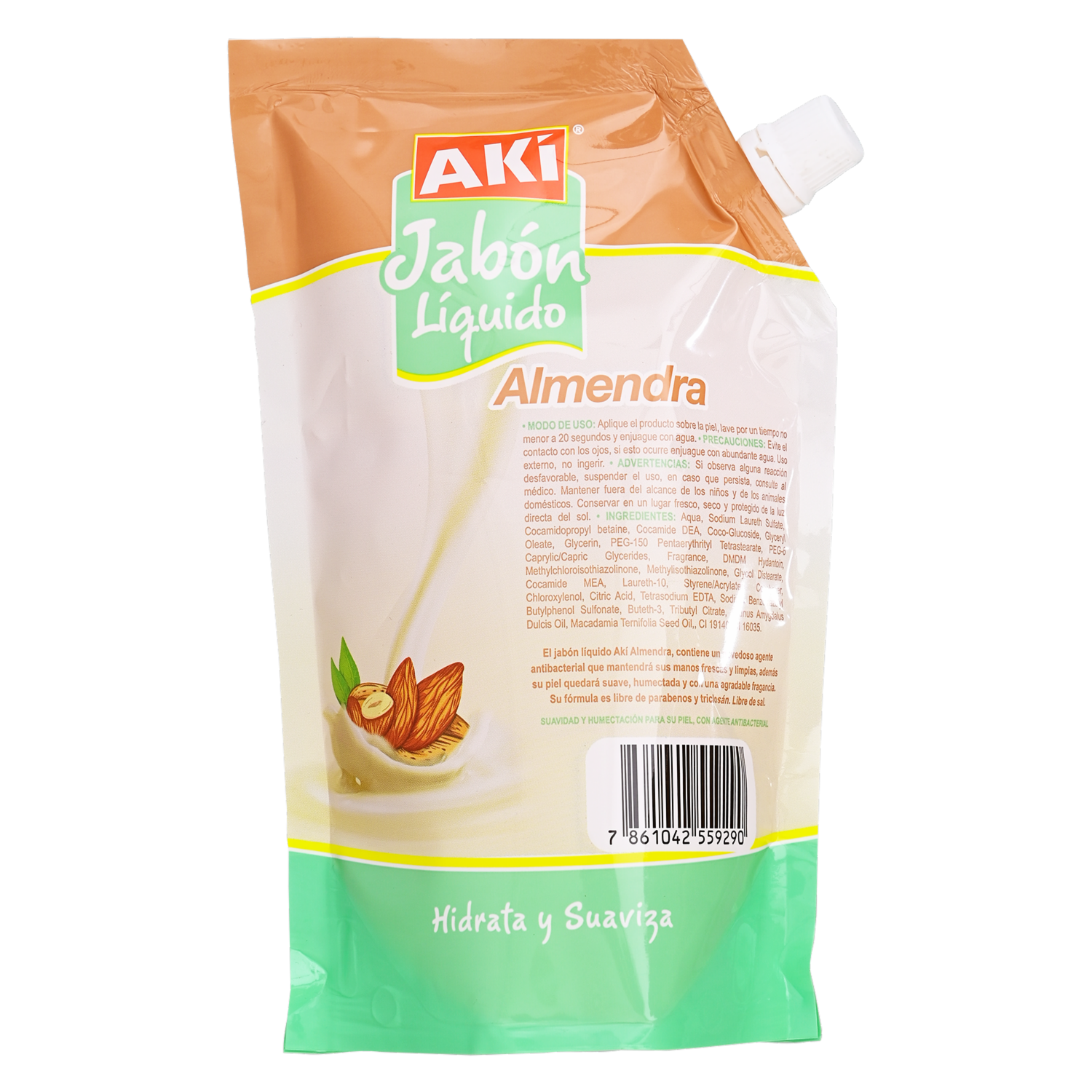 Jabón Líquido Antibacterial De Almendra Doy Pack AKÍ 500 Ml
