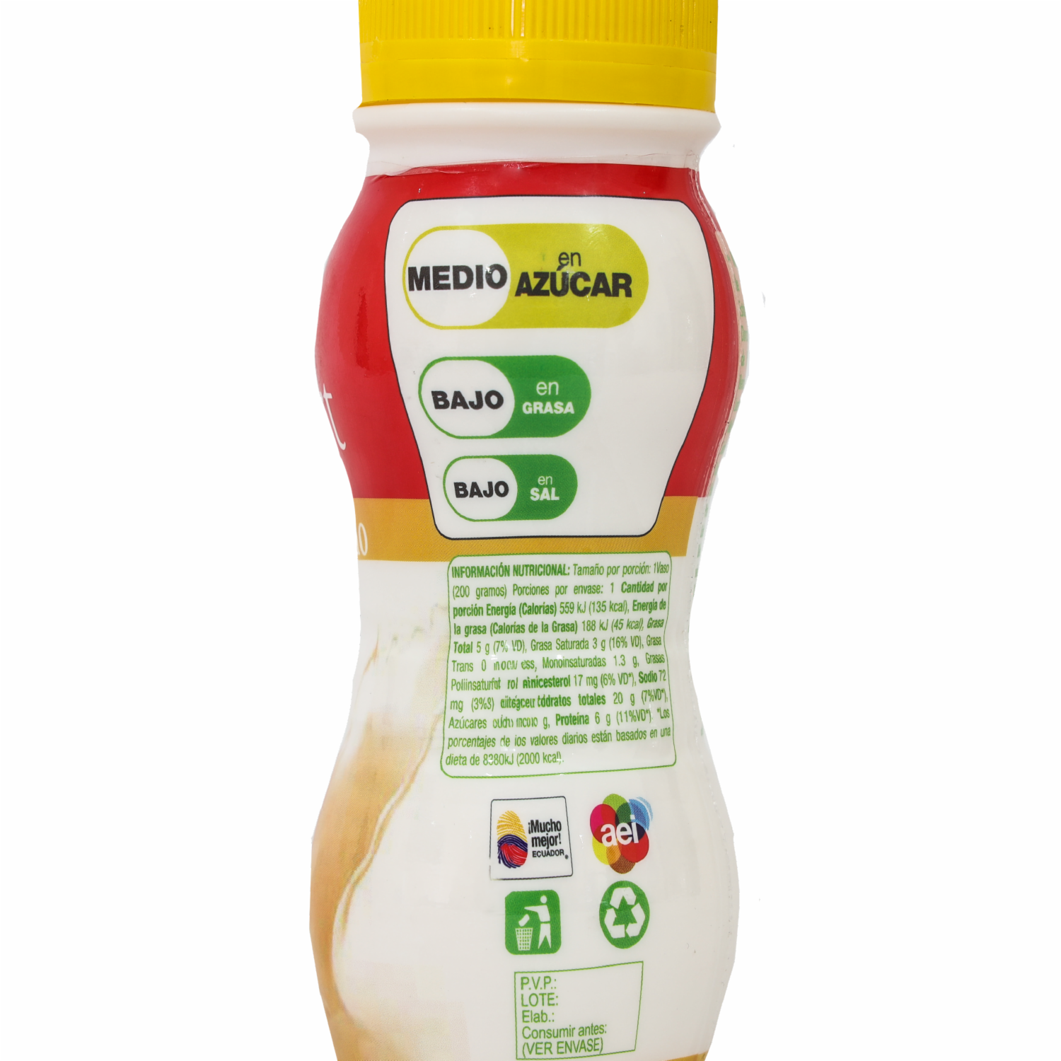 Yogurt Semidescremado Bebible Sabor A Durazno AKÍ 200 G