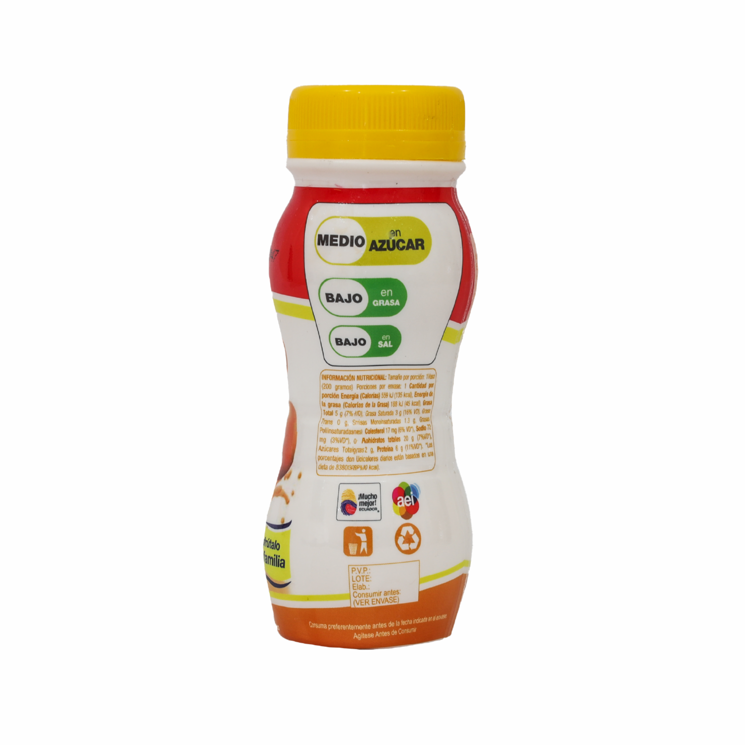 Yogurt Semidescremado Bebible Sabor A Durazno AKÍ 200 G