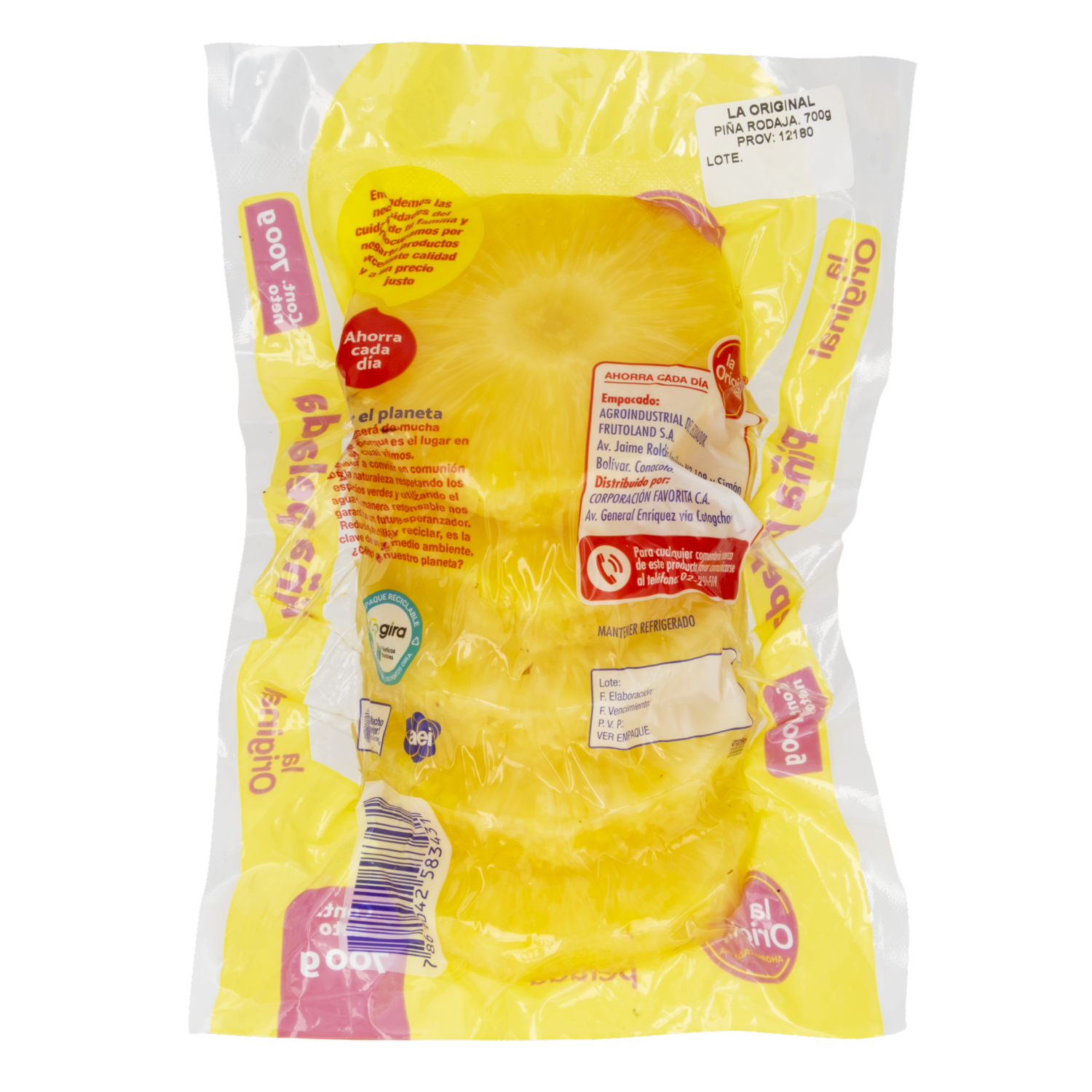 Piña Pelada Y Cortada LA ORIGINAL 700 G