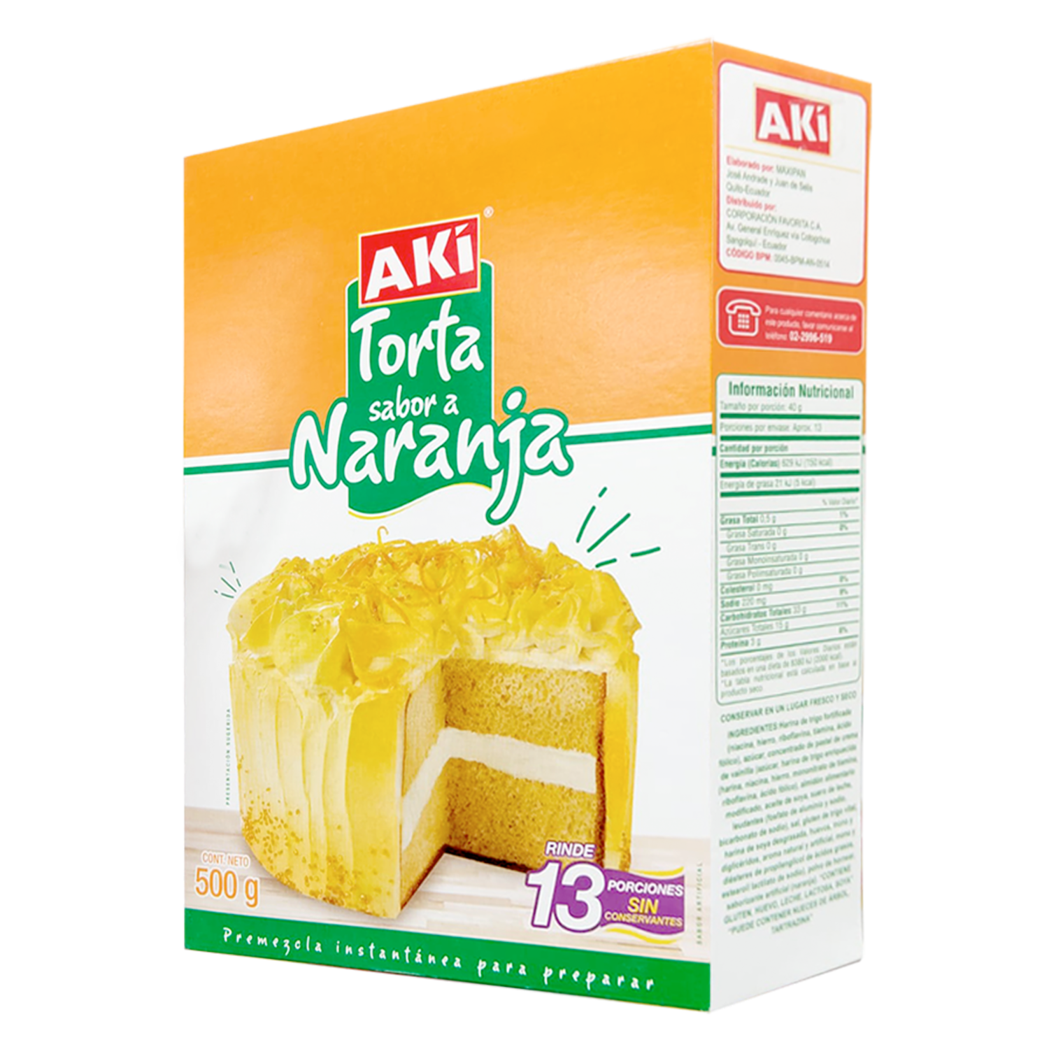 Torta De Naranja Premezcla AKÍ 500 G